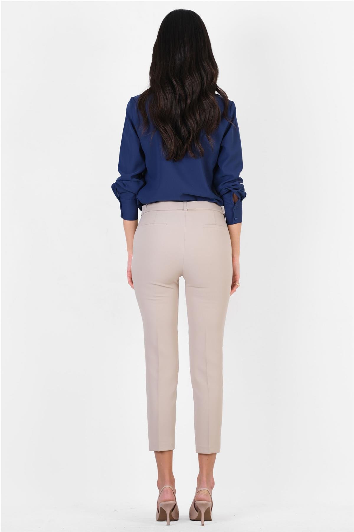 Peters Bel Kuşaklı Dar Paça Pantolon TAŞ