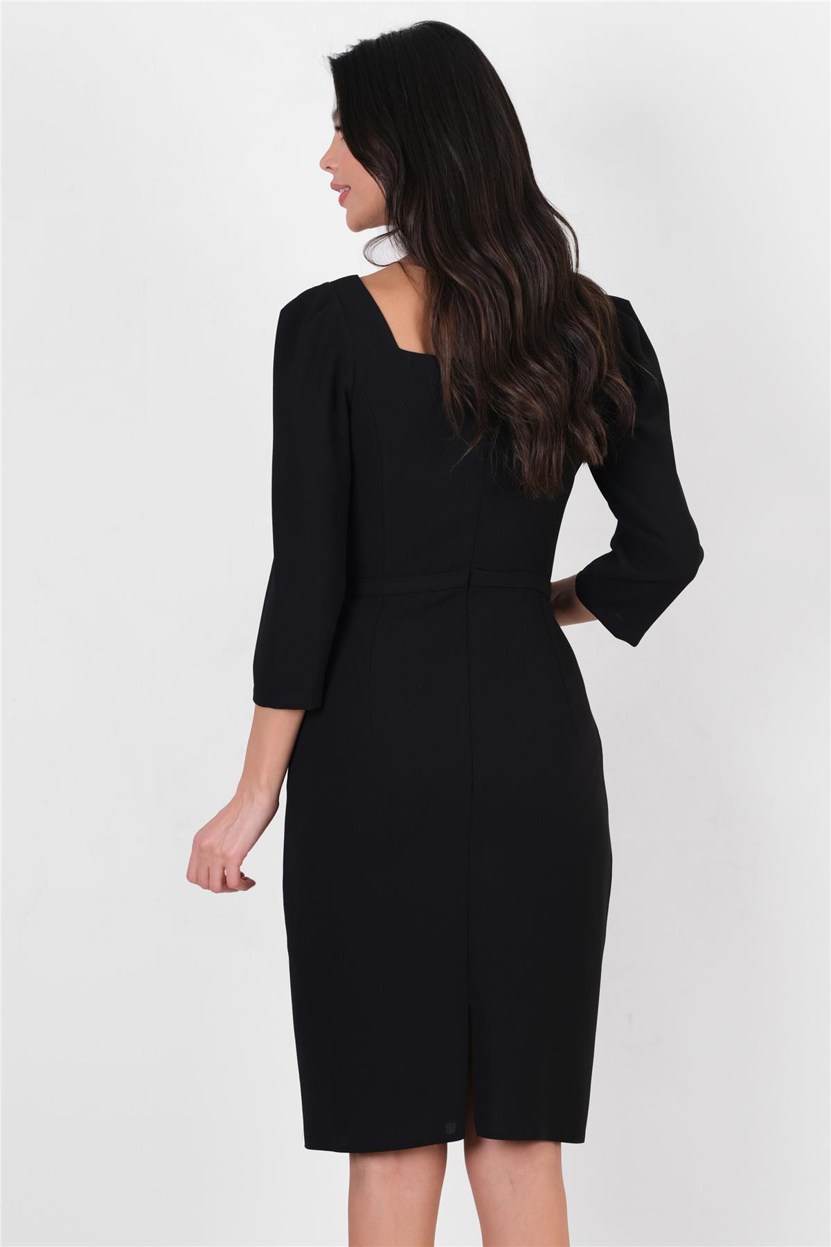 Peterson Kare Yaka Elbise SİYAH