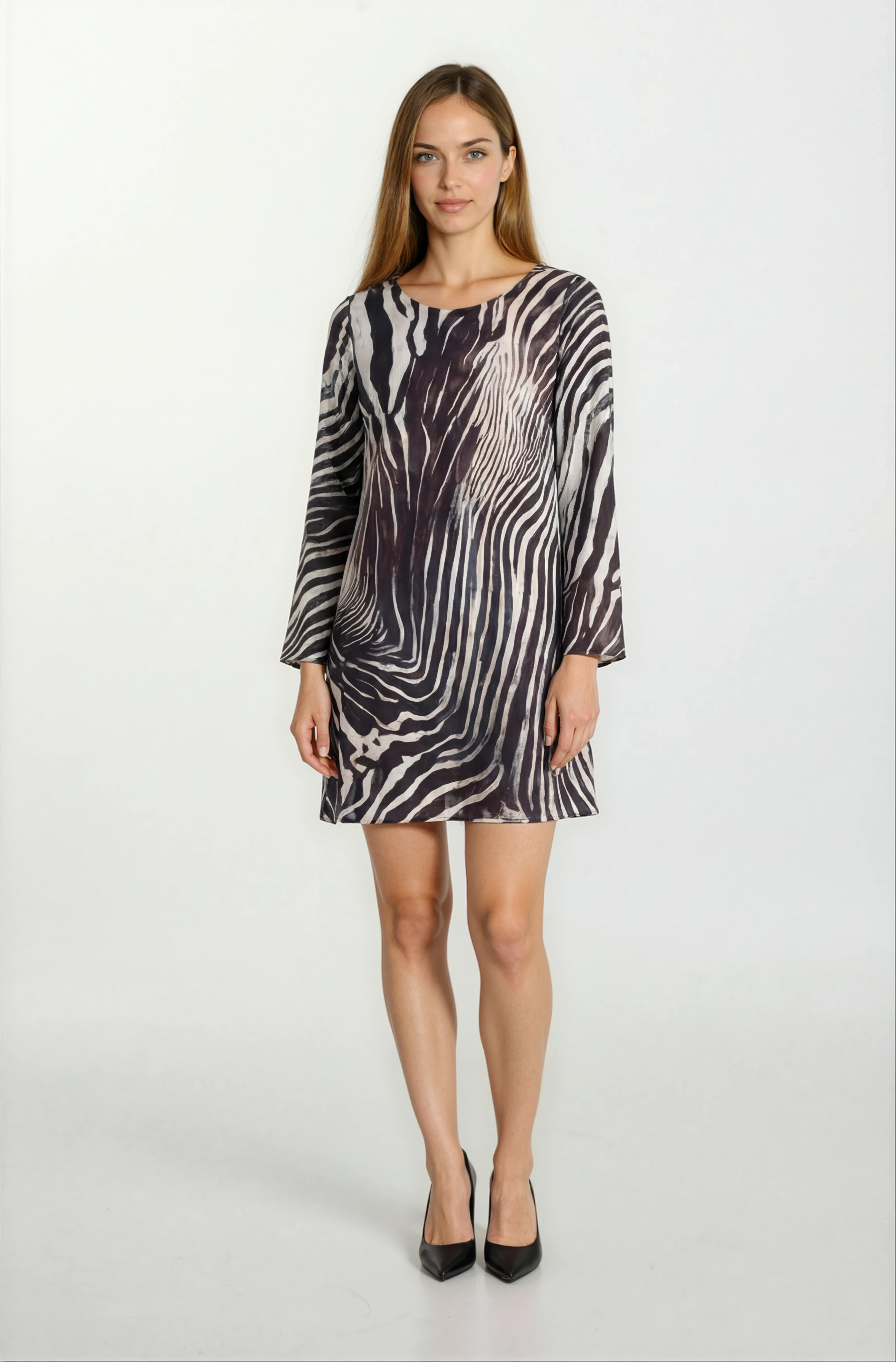 Porsenna Yuvarlak Yaka İspanyol Kol Elbise SİYAH