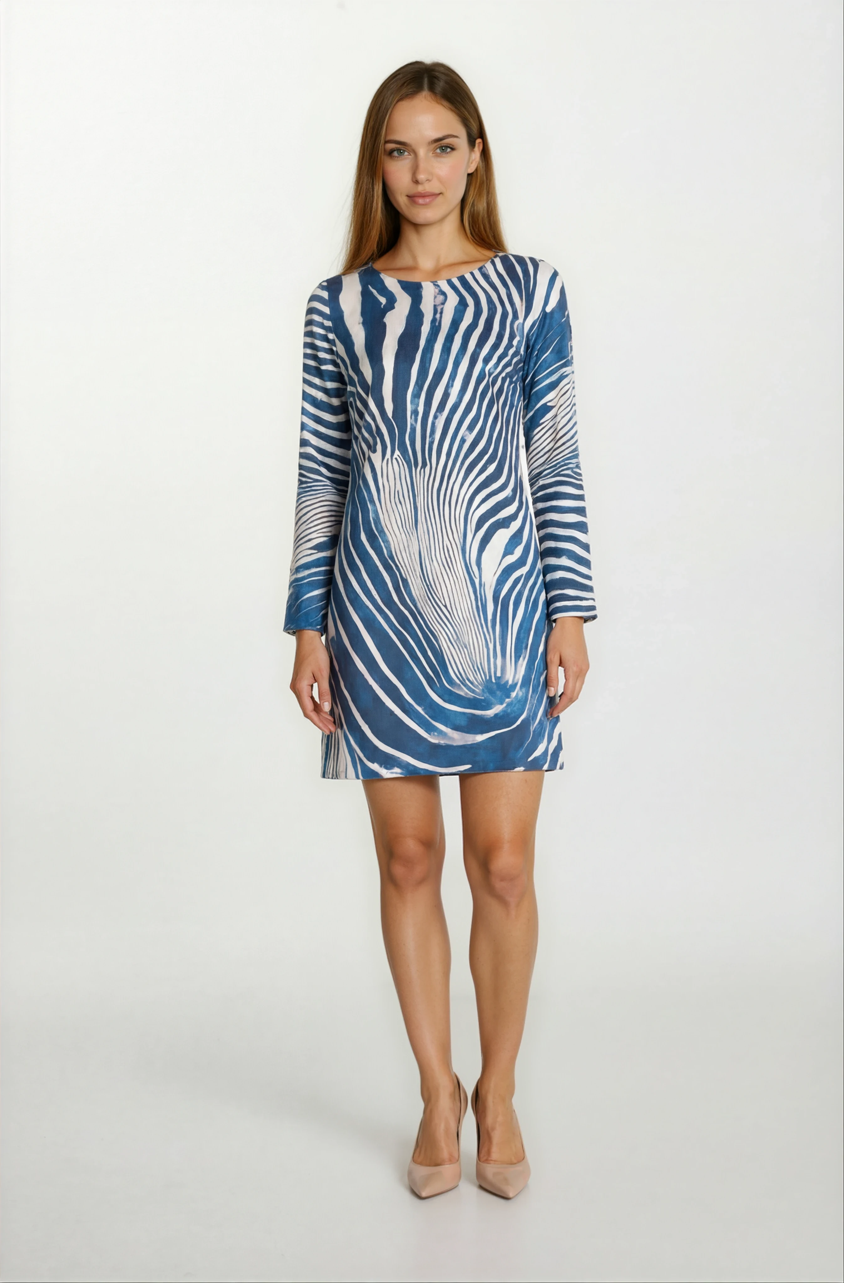 Porsenna Yuvarlak Yaka İspanyol Kol Elbise LACİVERT