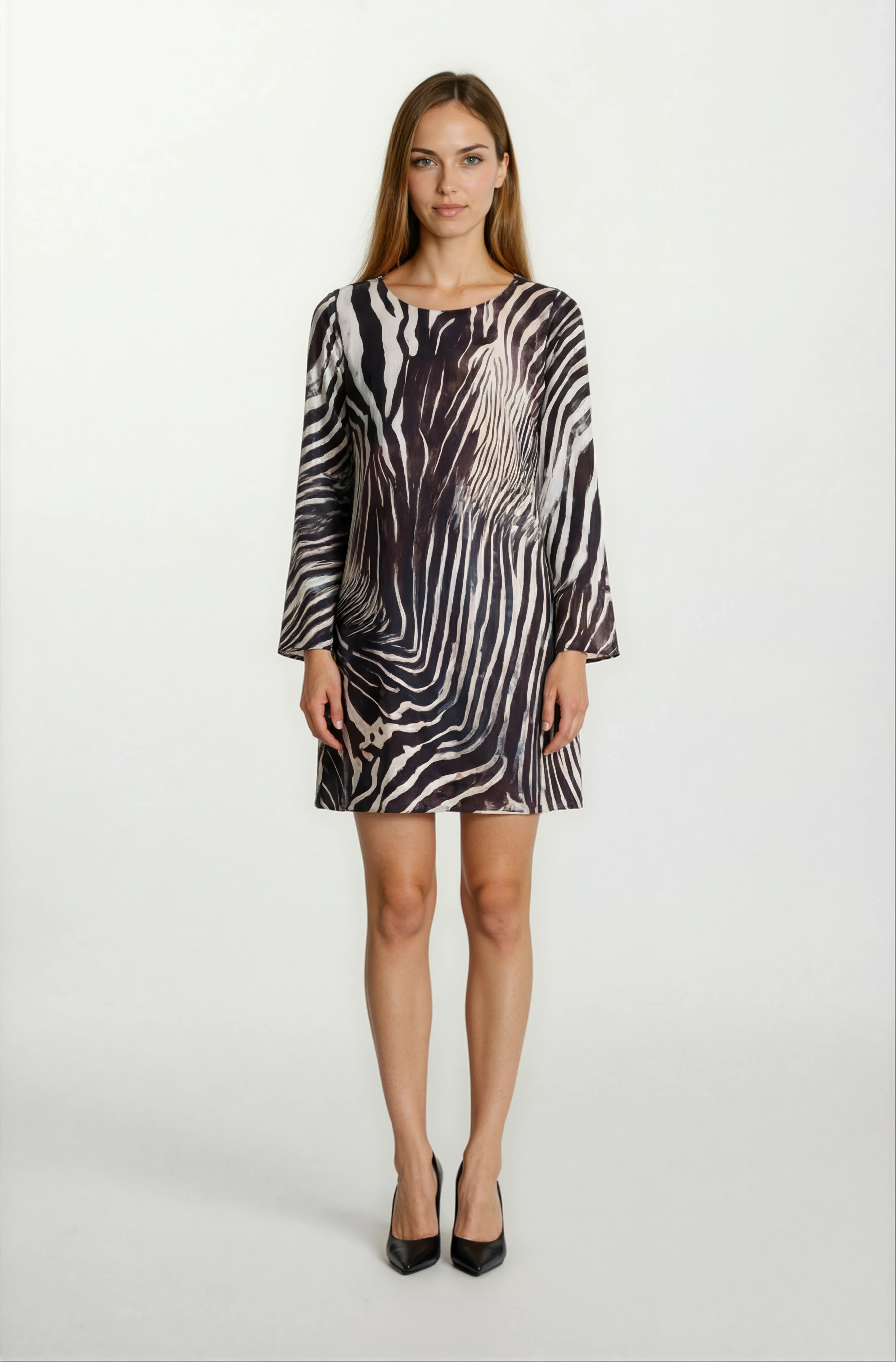 Porsenna Yuvarlak Yaka İspanyol Kol Elbise SİYAH