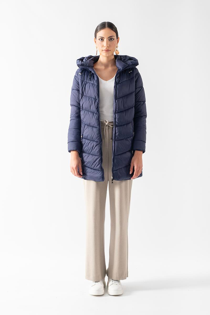 Primillo Çift Yönlü Fermuarlı Kapüşonlu Kaban LACİVERT