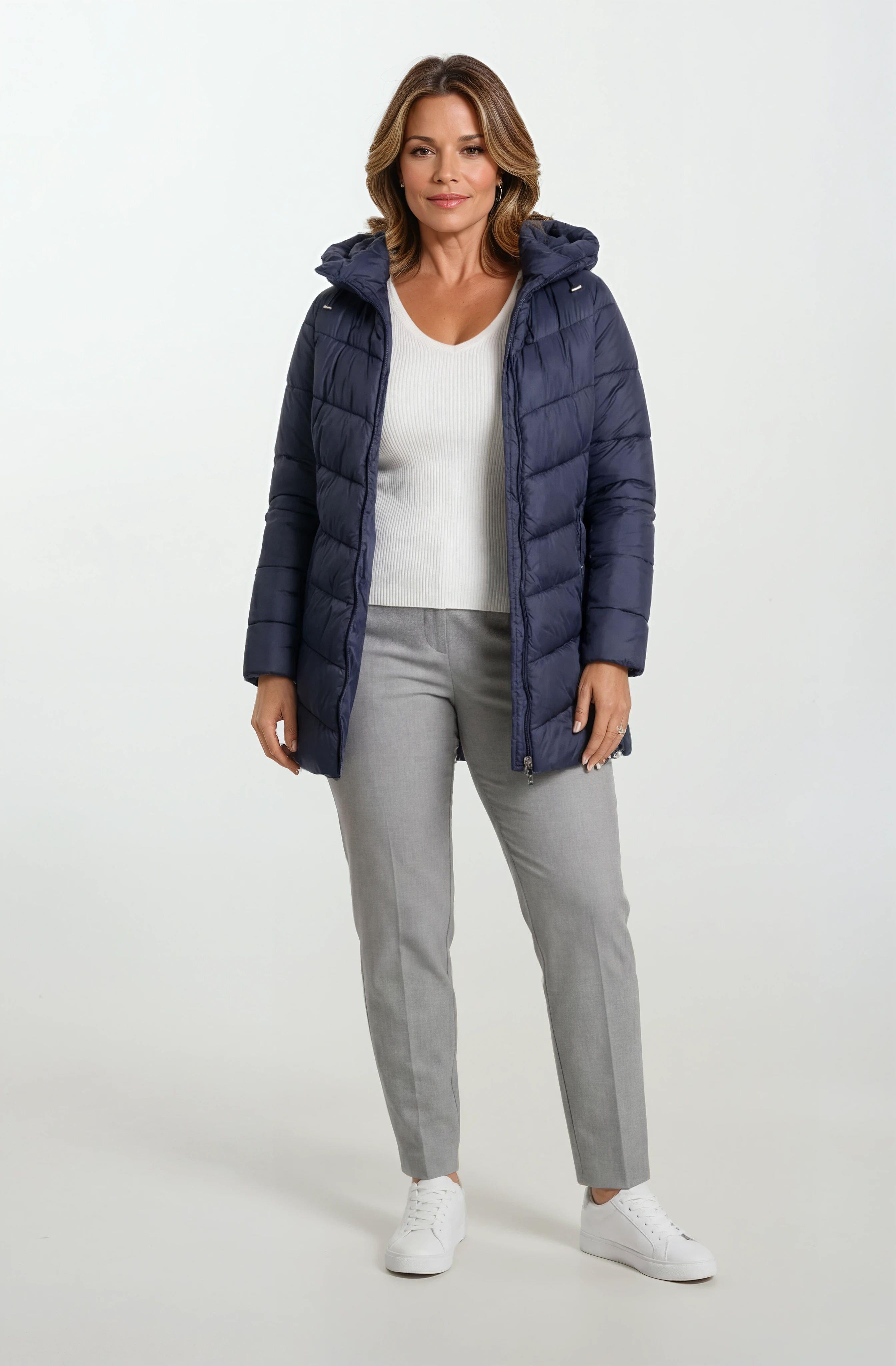 Primillo Nordic Uzun Kapüşonlu Şişme Mont LACİVERT