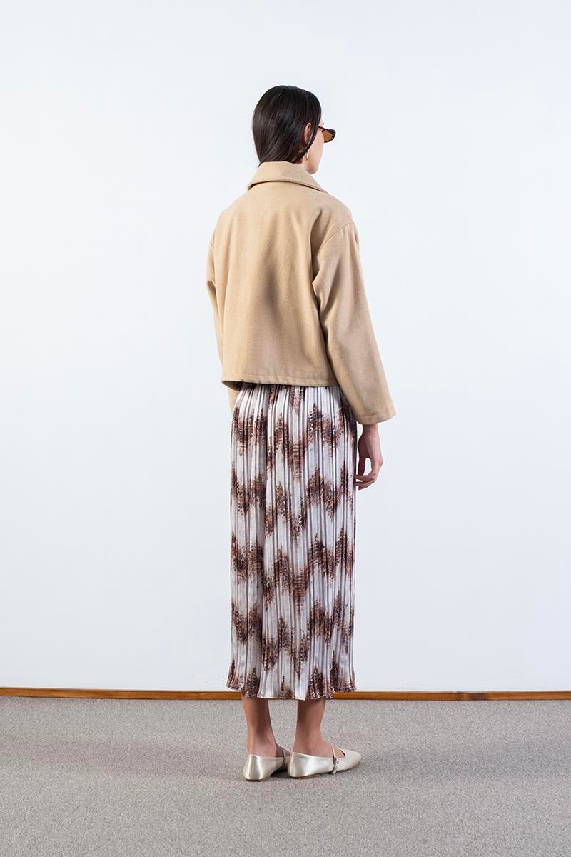 Prosperino Dik Yaka Önden Fermuarlı Mont CAMEL