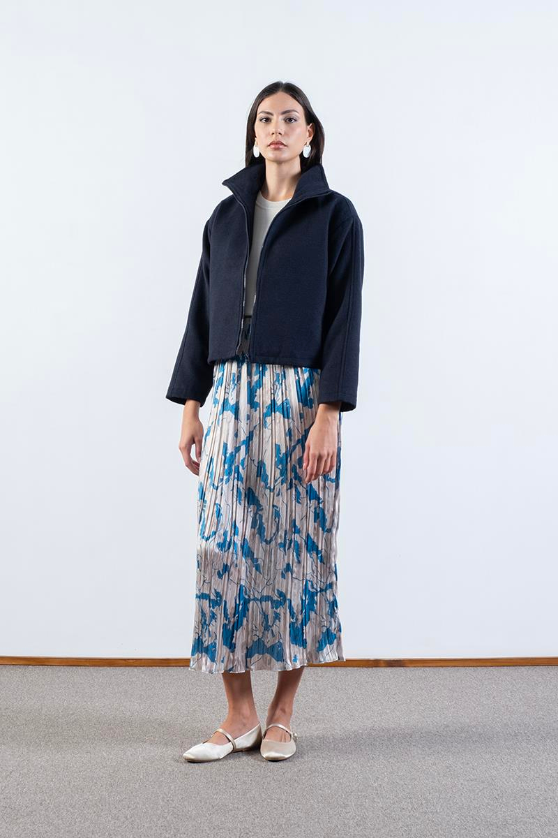 Prosperino Dik Yaka Önden Fermuarlı Mont LACİVERT