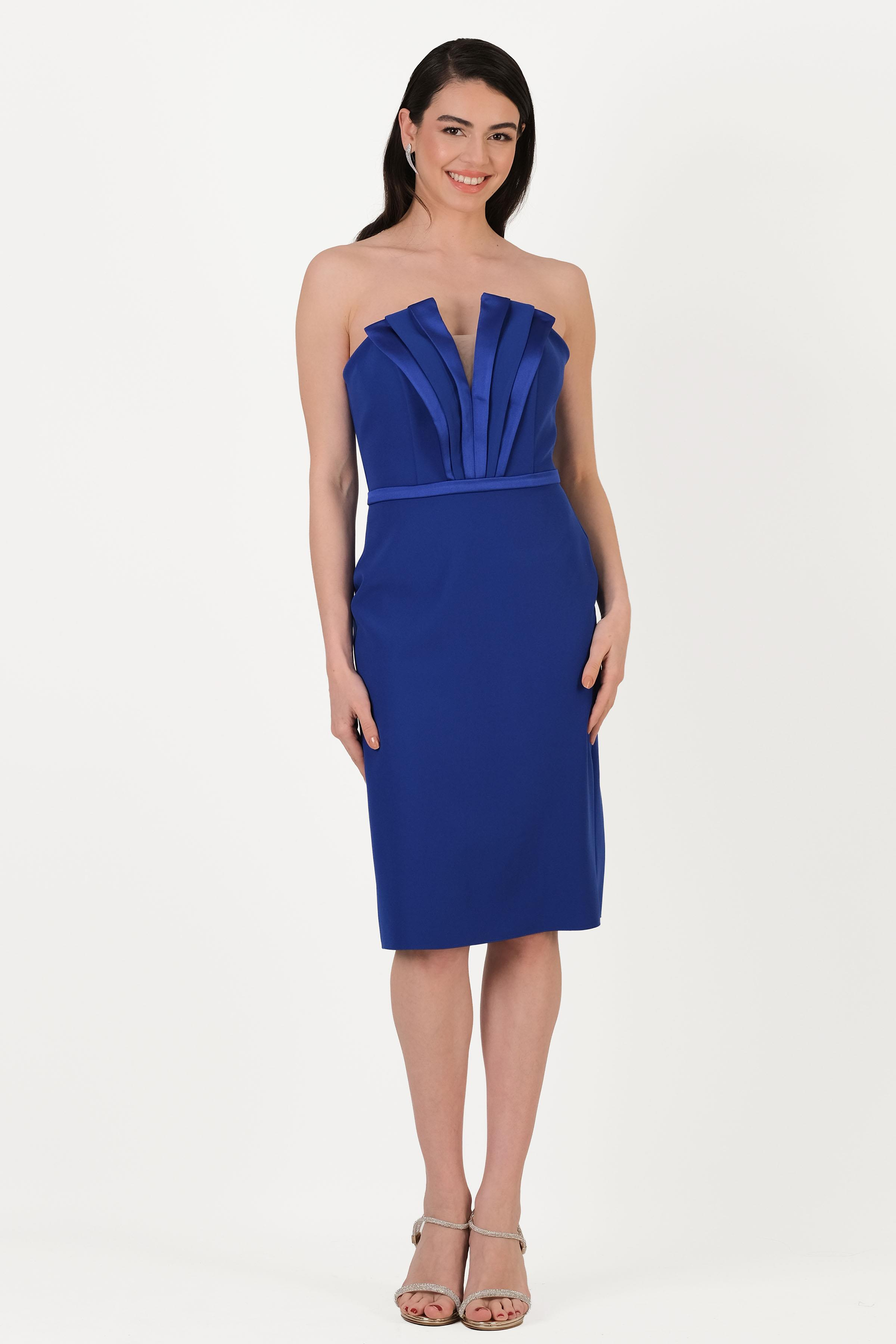 Pulcini Derin V Straplez Kısa Abiye Elbise SAKS