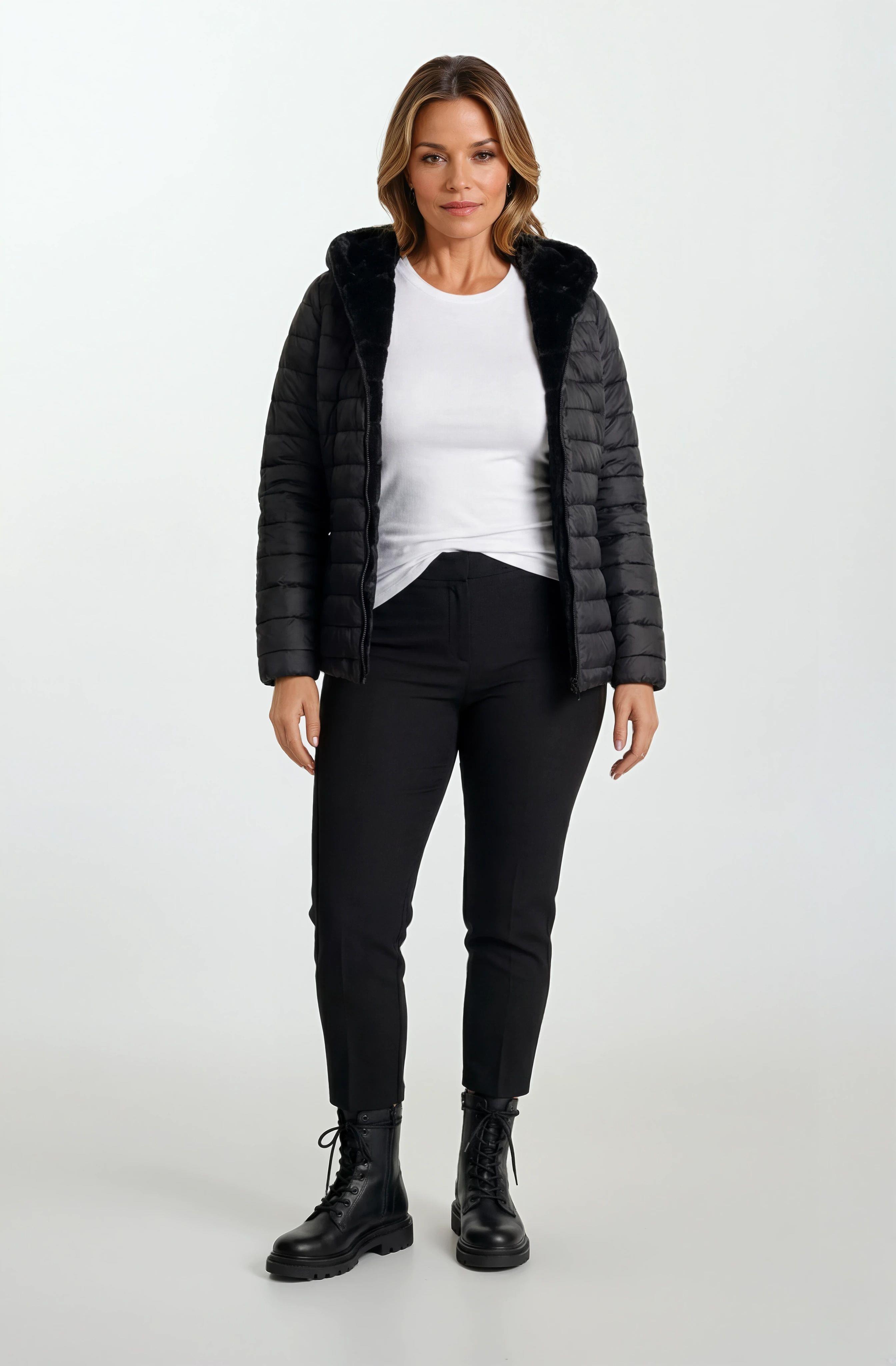 Ranuccio Çift Taraflı Kapitoneli Peluş Kapüşonlu Mont SİYAH