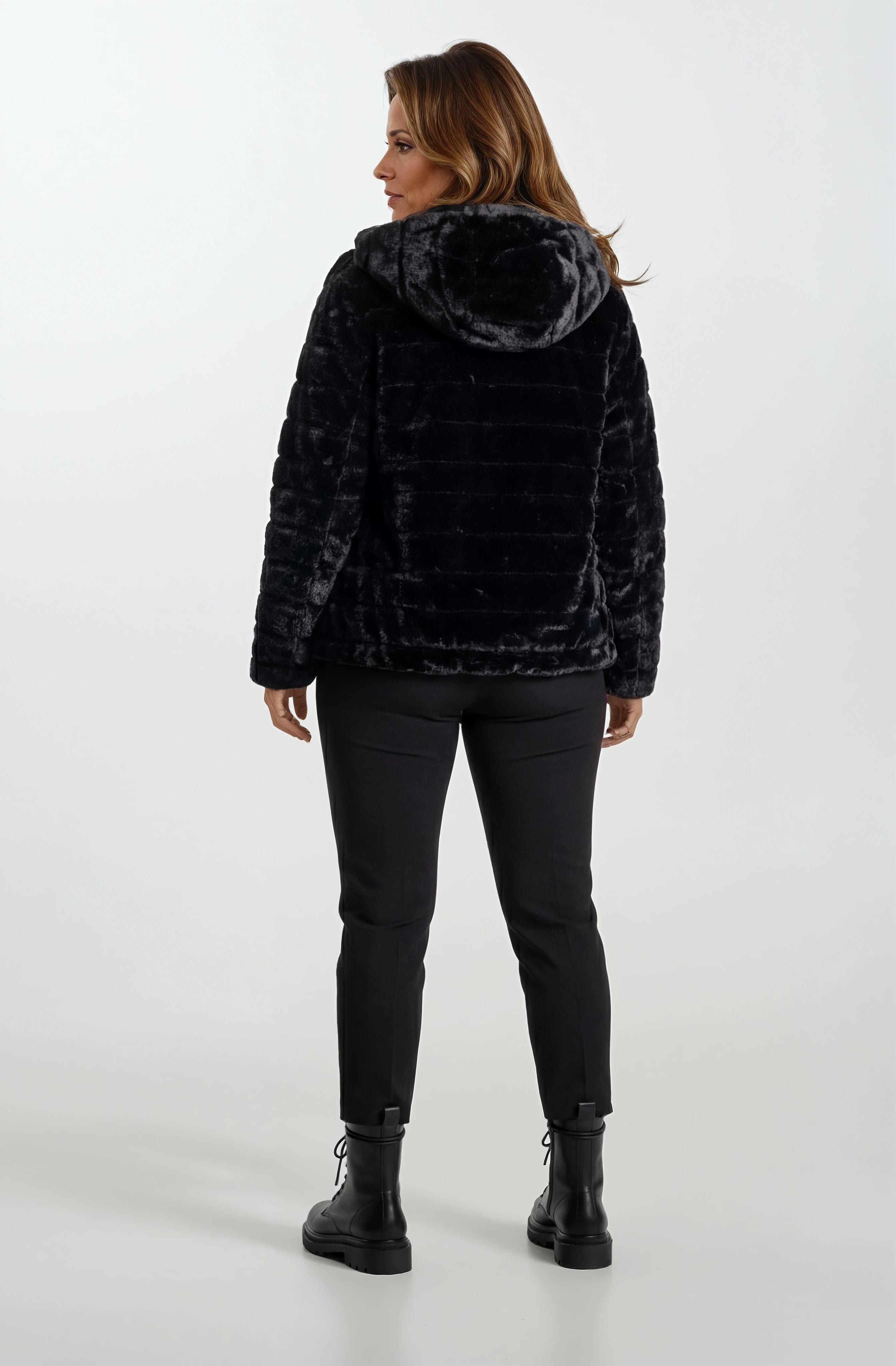 Ranuccio Çift Taraflı Kapitoneli Peluş Kapüşonlu Mont SİYAH