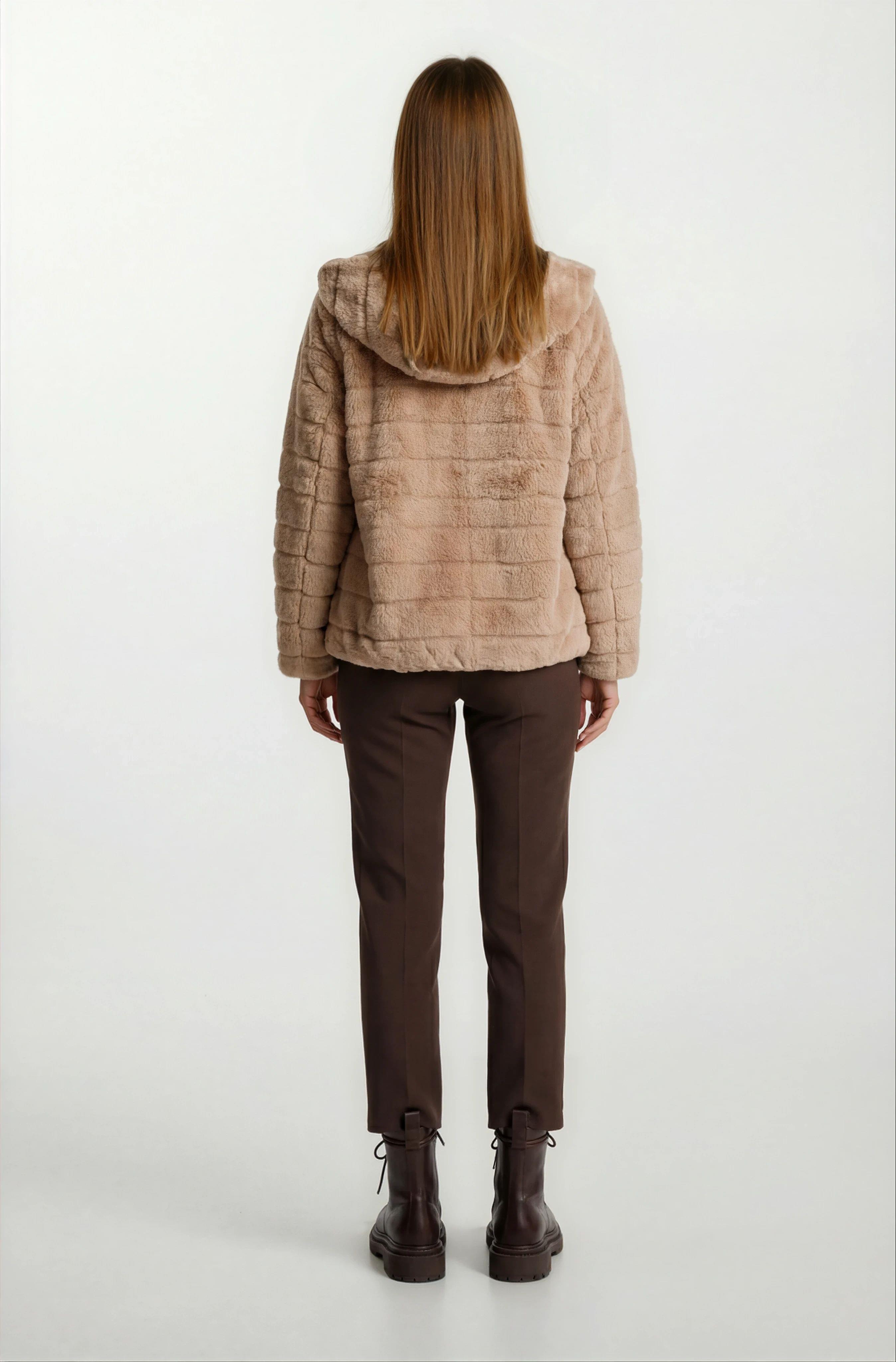 Ranuccio Çift Taraflı Kapitoneli Peluş Kapüşonlu Mont CAMEL