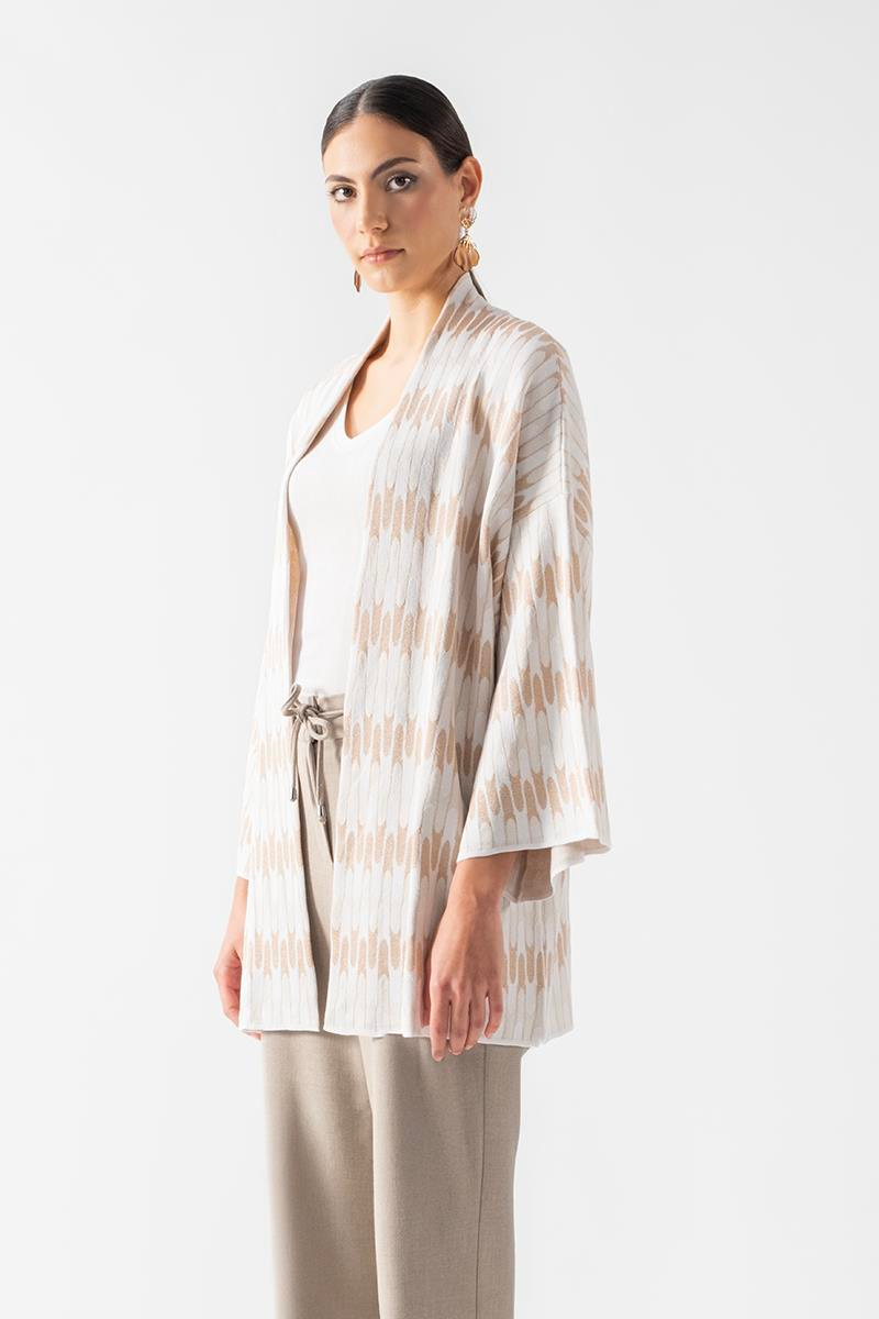 Remoaldo  V Yaka Uzun Kol Salaş Triko Hırka KEMİK