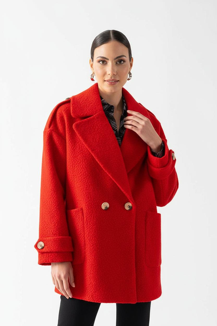 Renuccio Kruvaze Yandan Cepli Salaş Kaban KIRMIZI