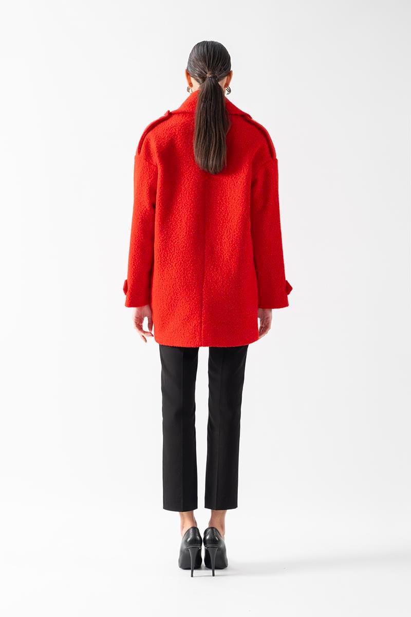 Renuccio Kruvaze Yandan Cepli Salaş Kaban KIRMIZI