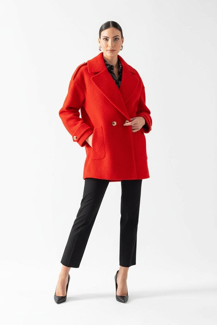 Renuccio Kruvaze Yandan Cepli Salaş Kaban KIRMIZI