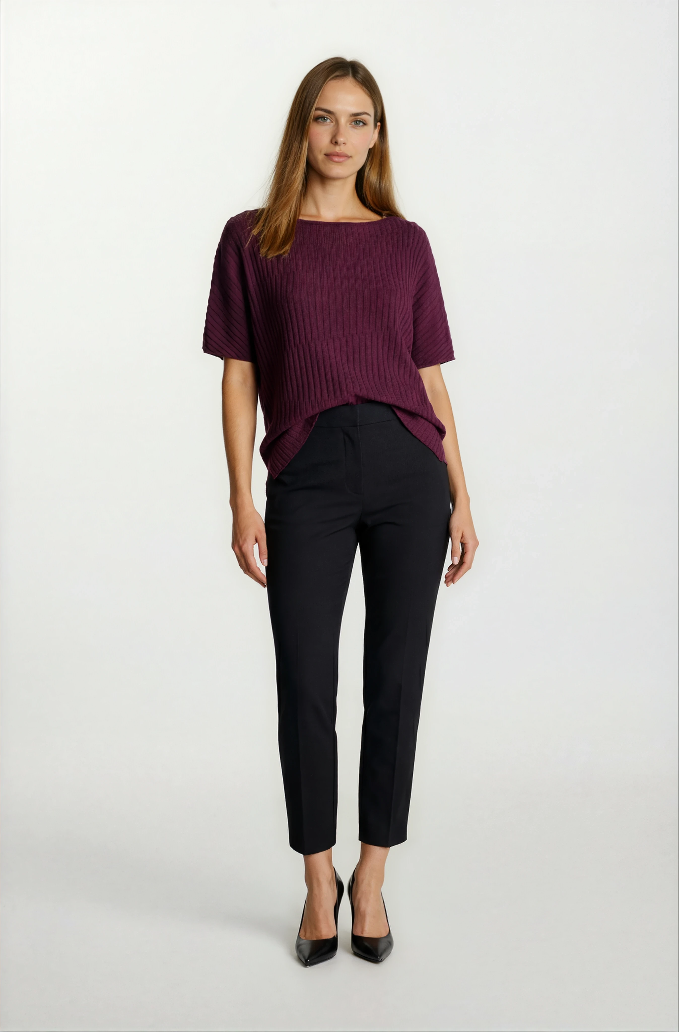 Riniero Kayık Yaka Kısa Kol Triko BORDO