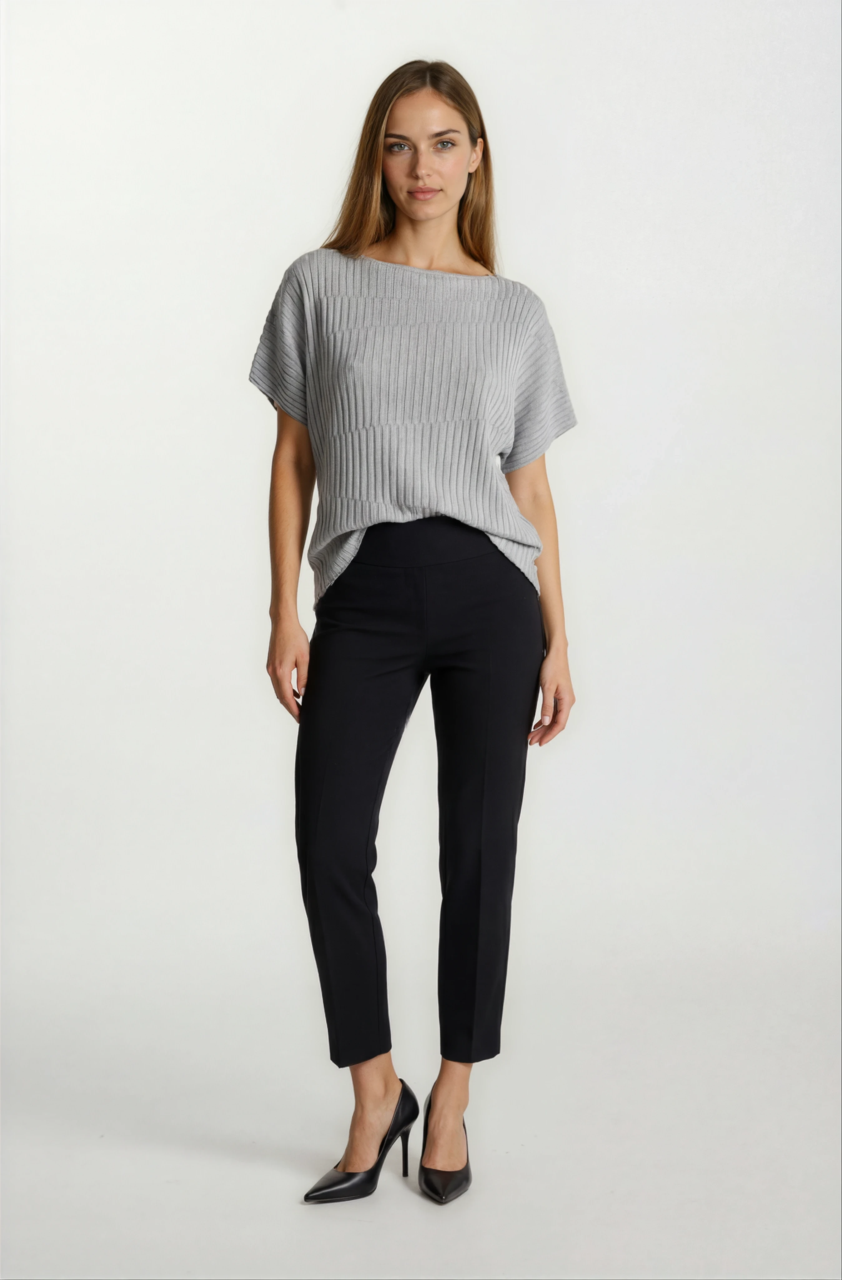 Riniero Kayık Yaka Kısa Kol Triko GRİ