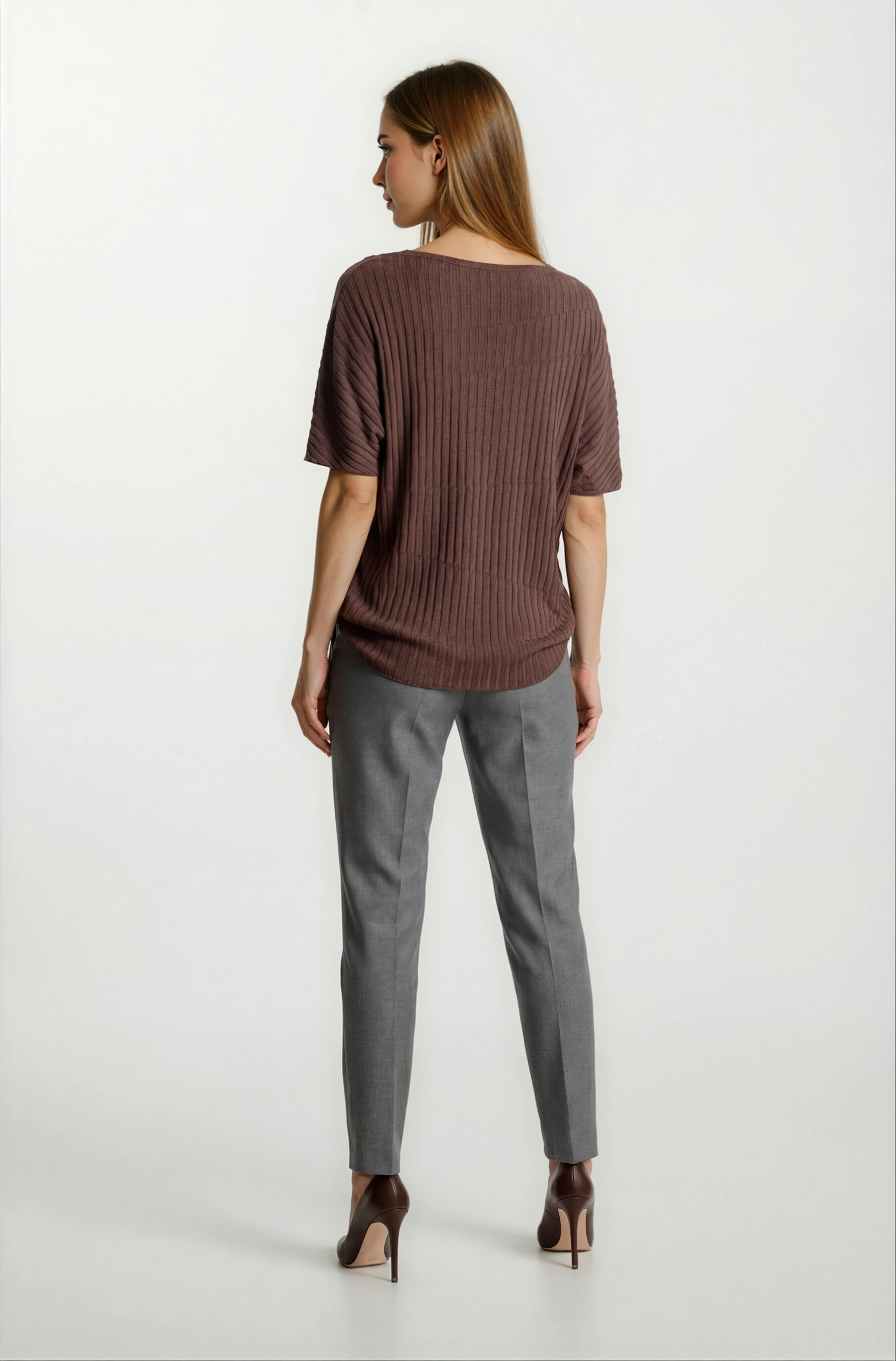 Riniero Kayık Yaka Kısa Kol Triko KAHVE