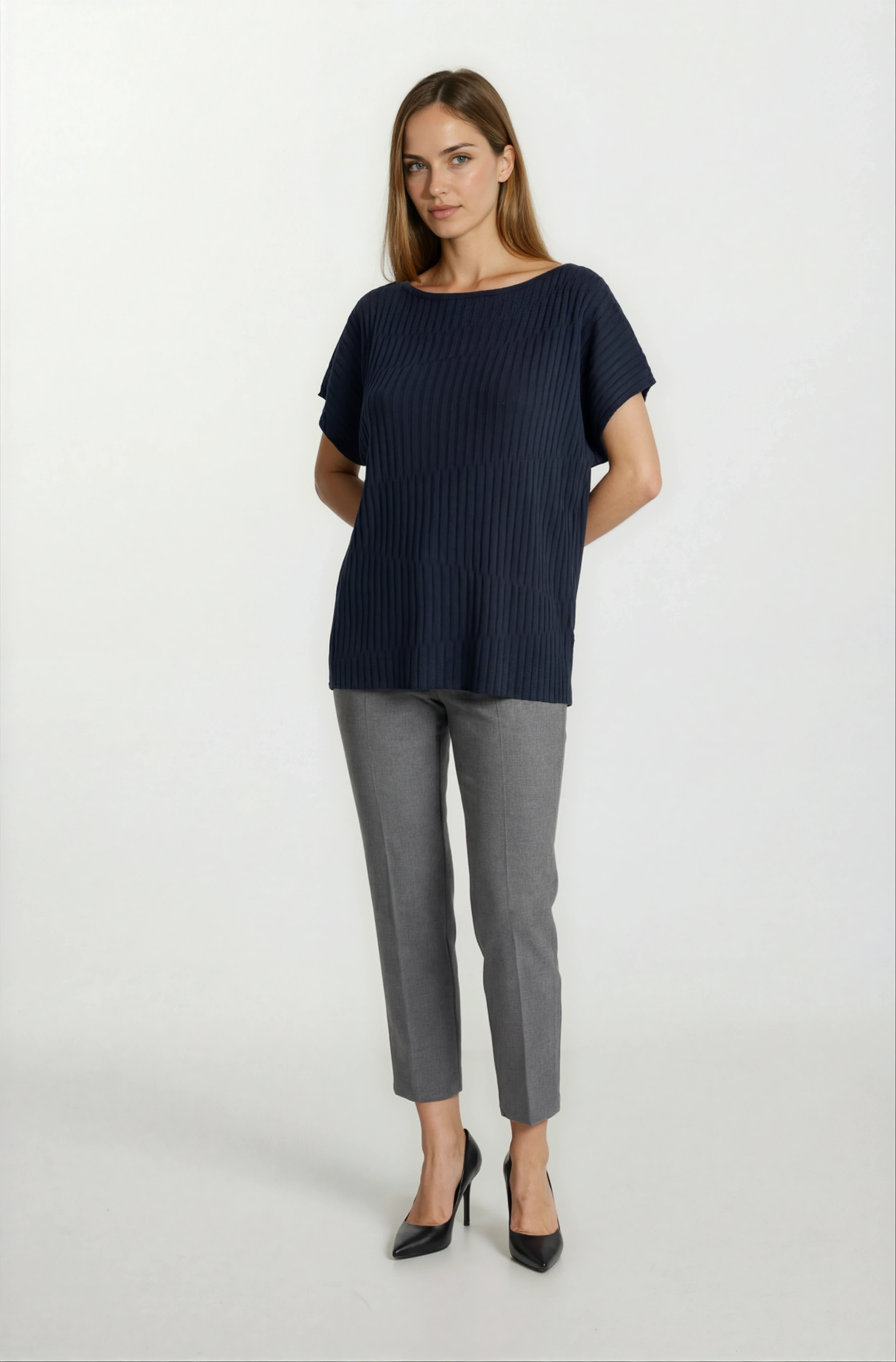 Riniero Kayık Yaka Kısa Kol Triko SİYAH