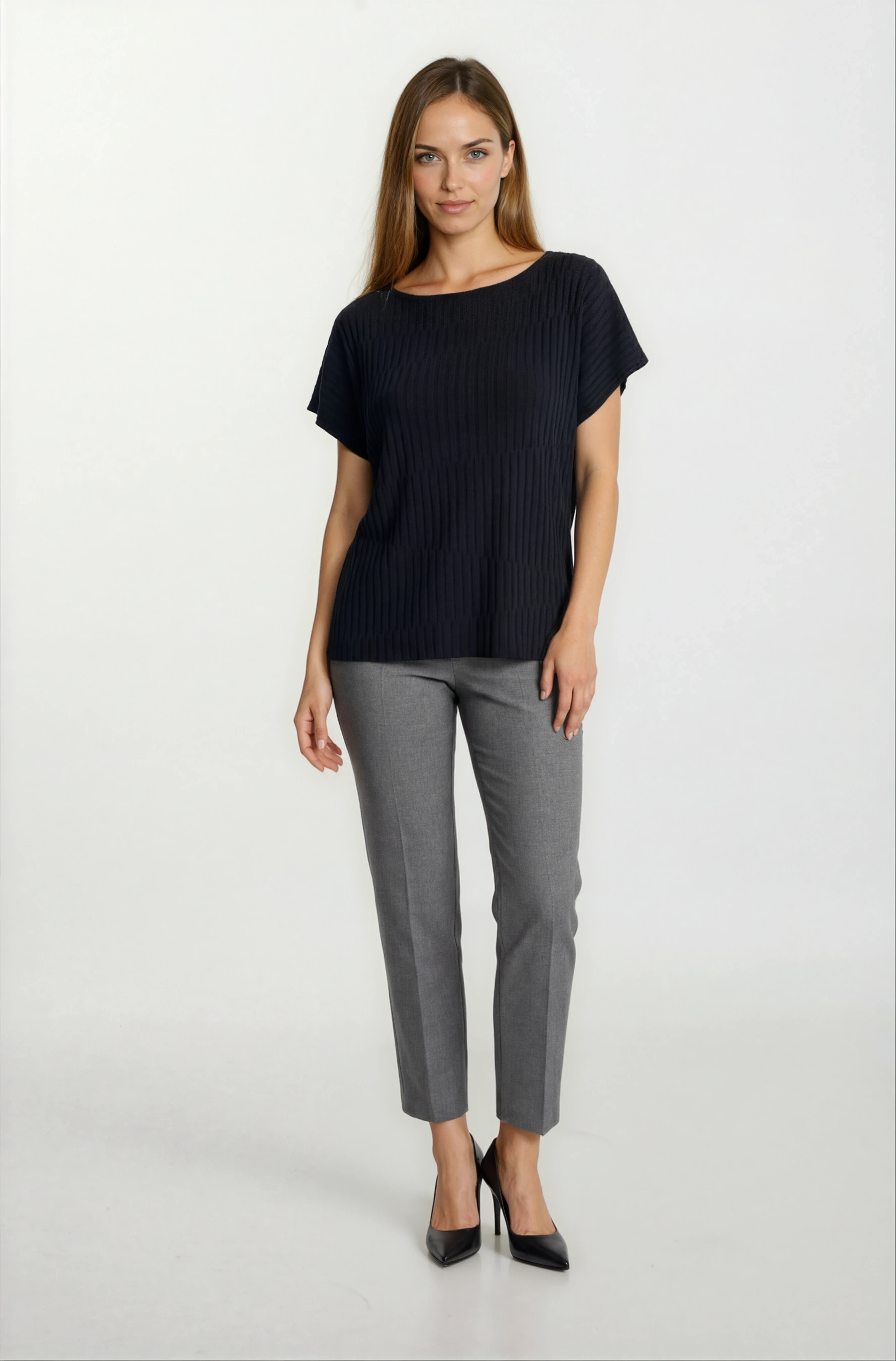 Riniero Kayık Yaka Kısa Kol Triko SİYAH