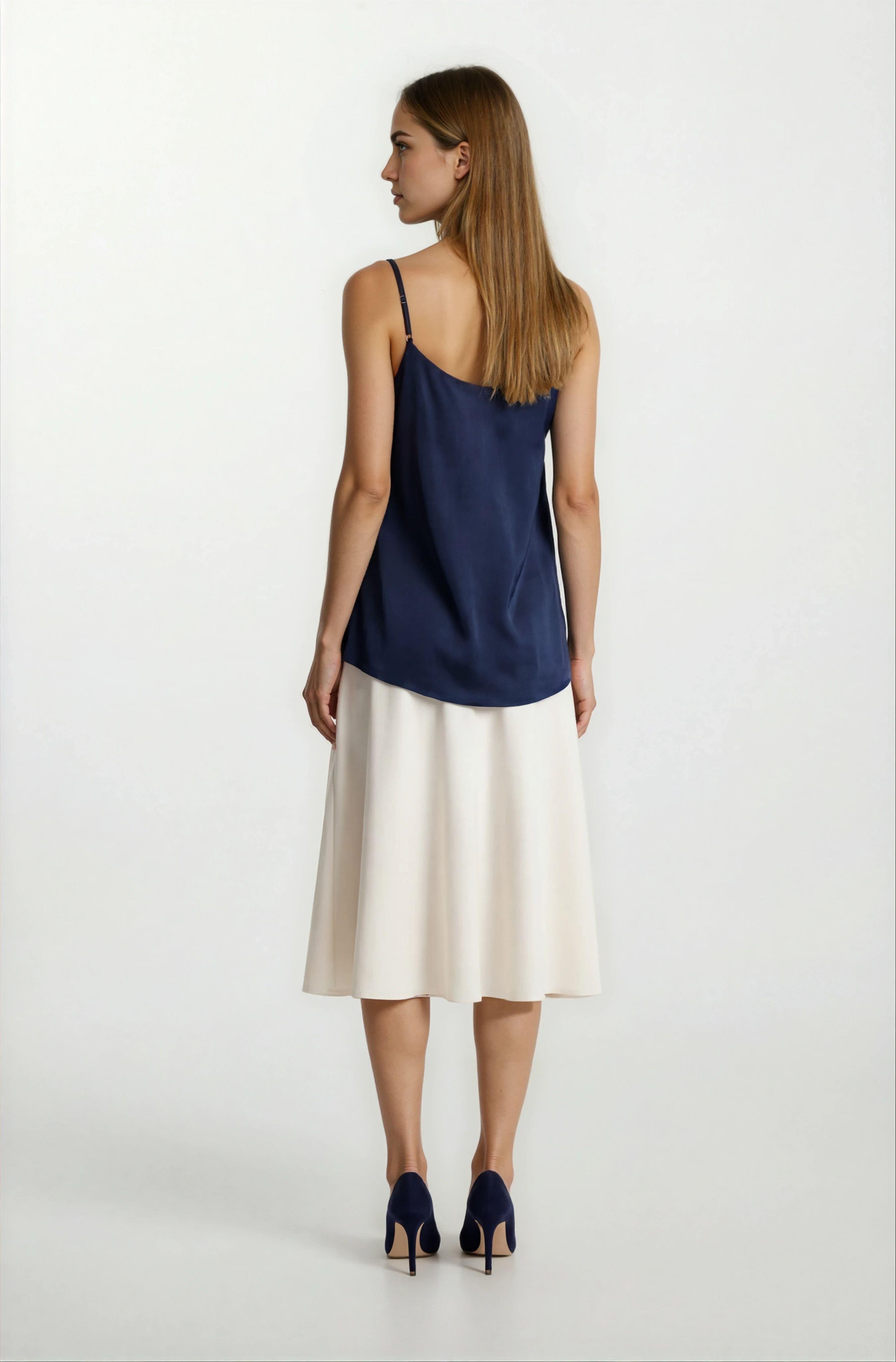 Rinuccia Altı Parça Kloş Deri Etek KREM