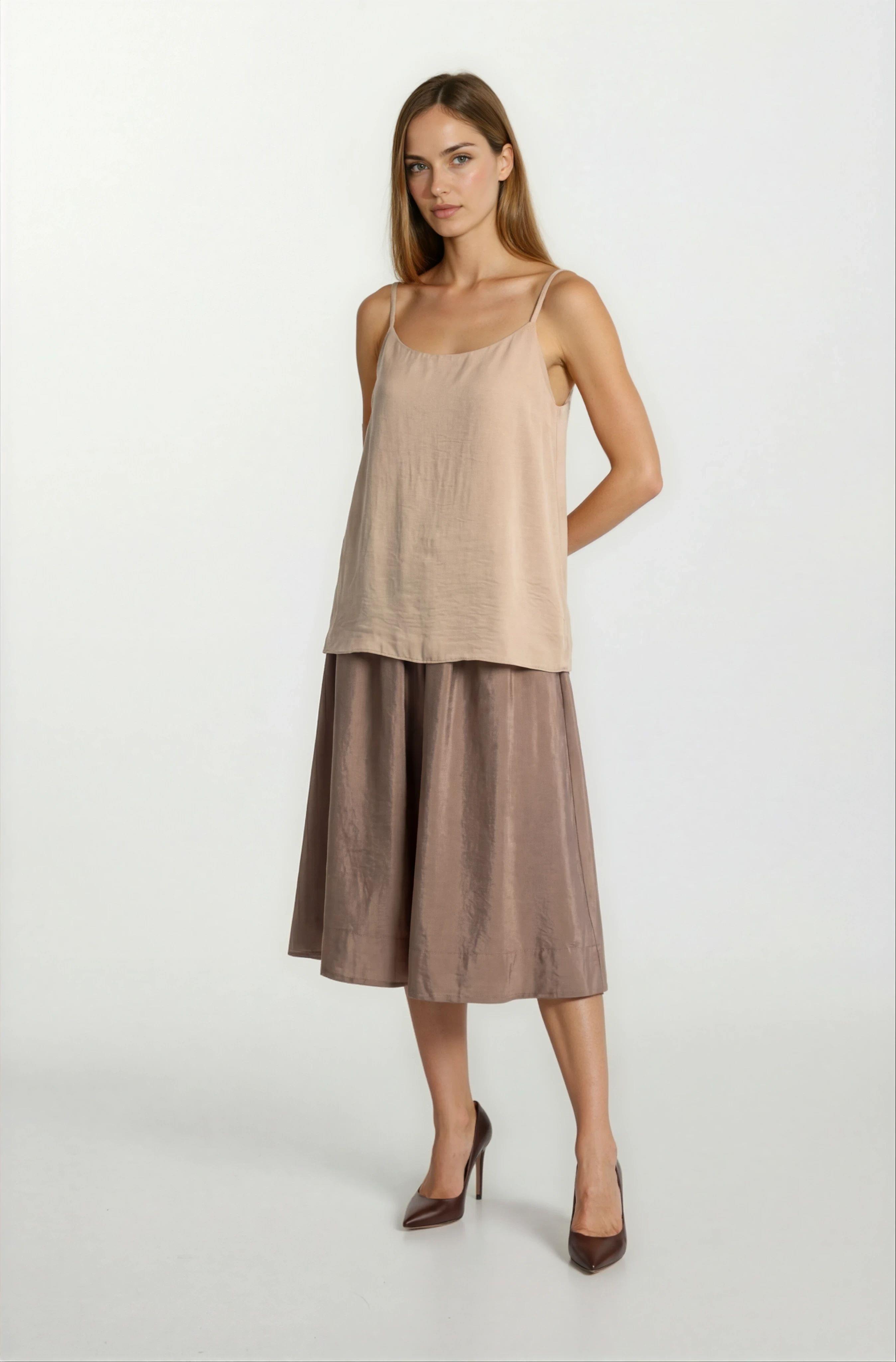 Rockwell Beli Geniş Lastikli Balon Etek VİZON