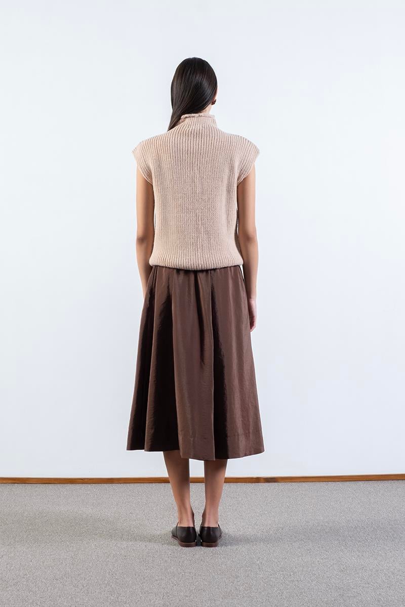 Rockwell Beli Geniş Lastikli Balon Etek KAHVE