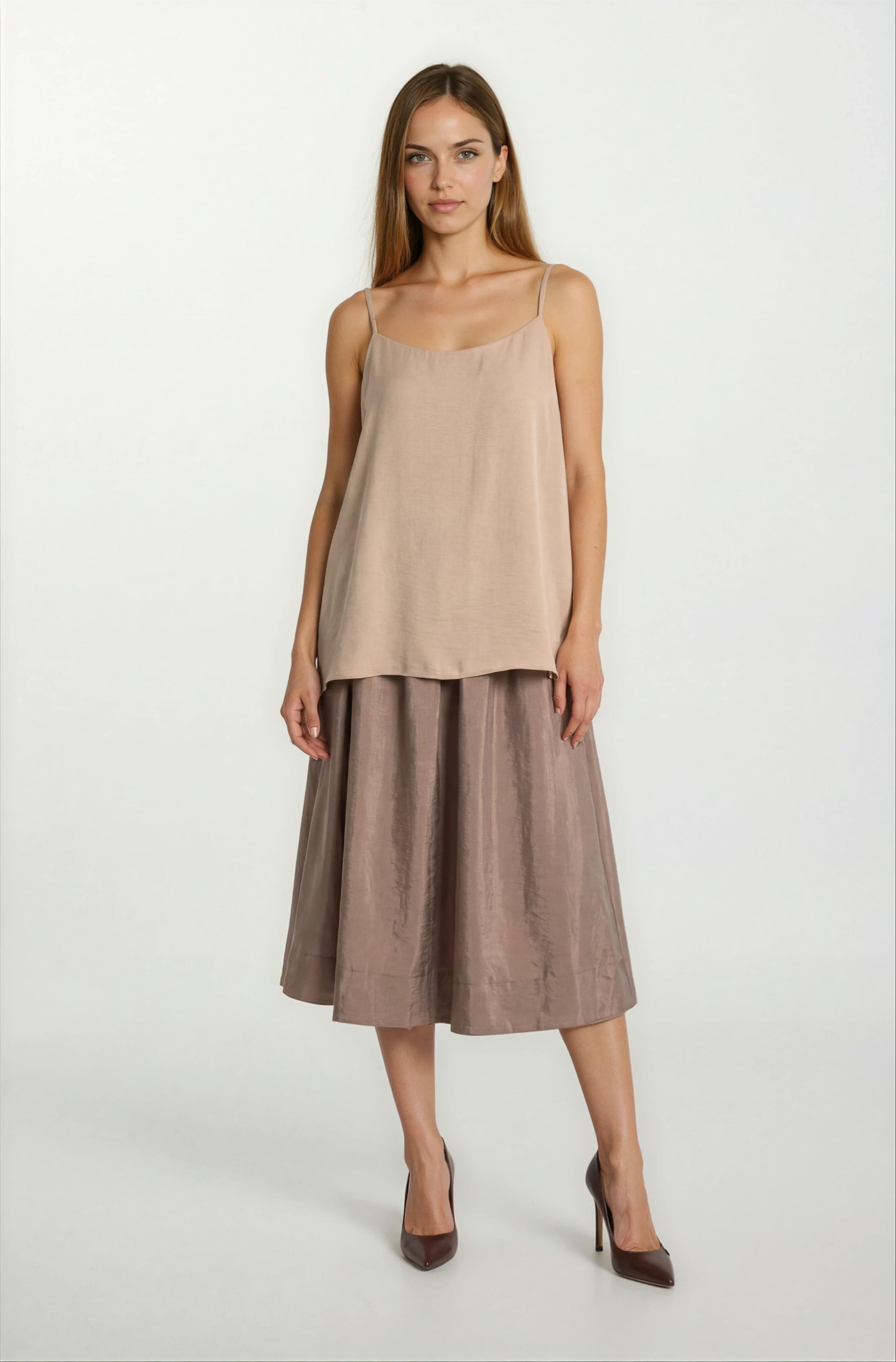 Rockwell Beli Geniş Lastikli Balon Etek VİZON