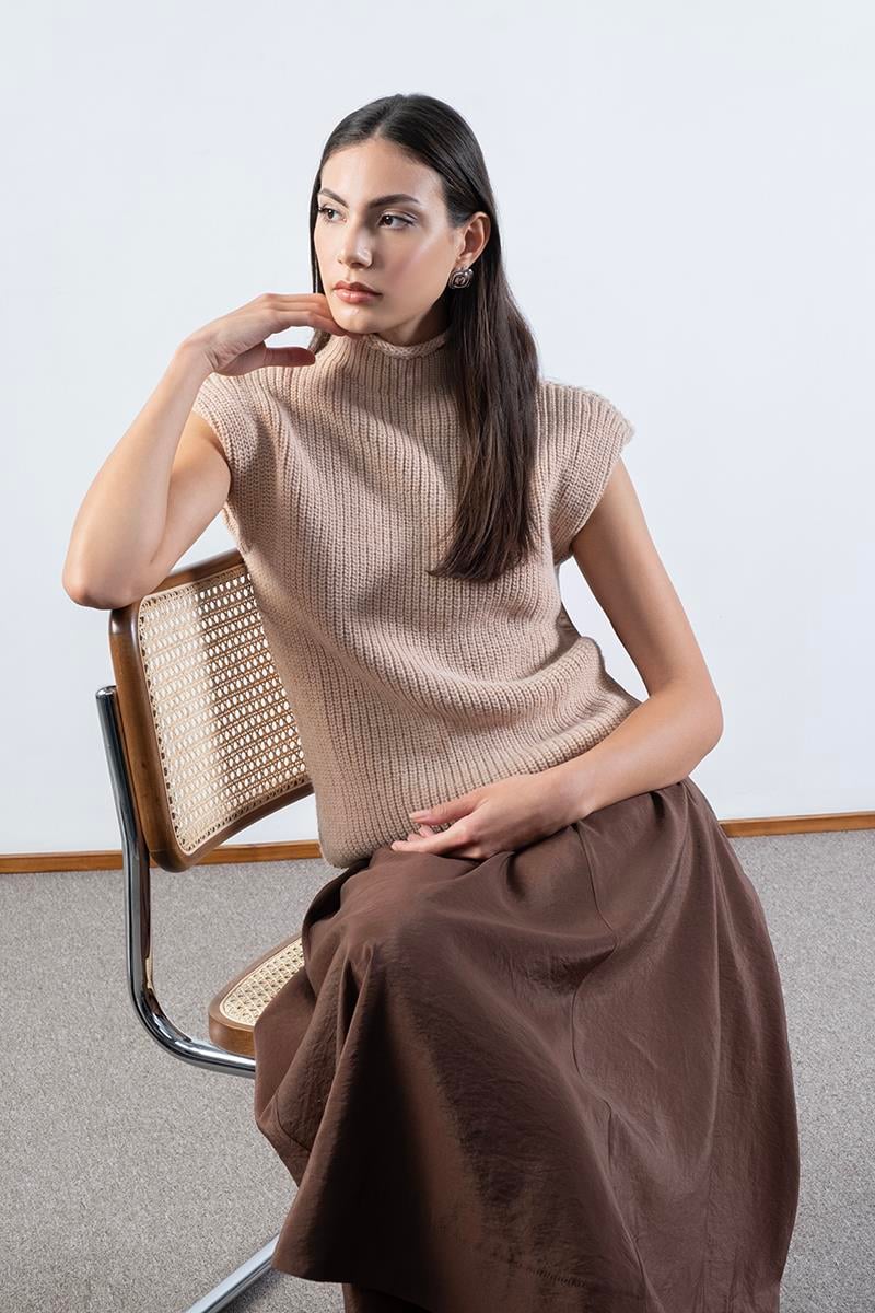 Rockwell Beli Geniş Lastikli Balon Etek KAHVE