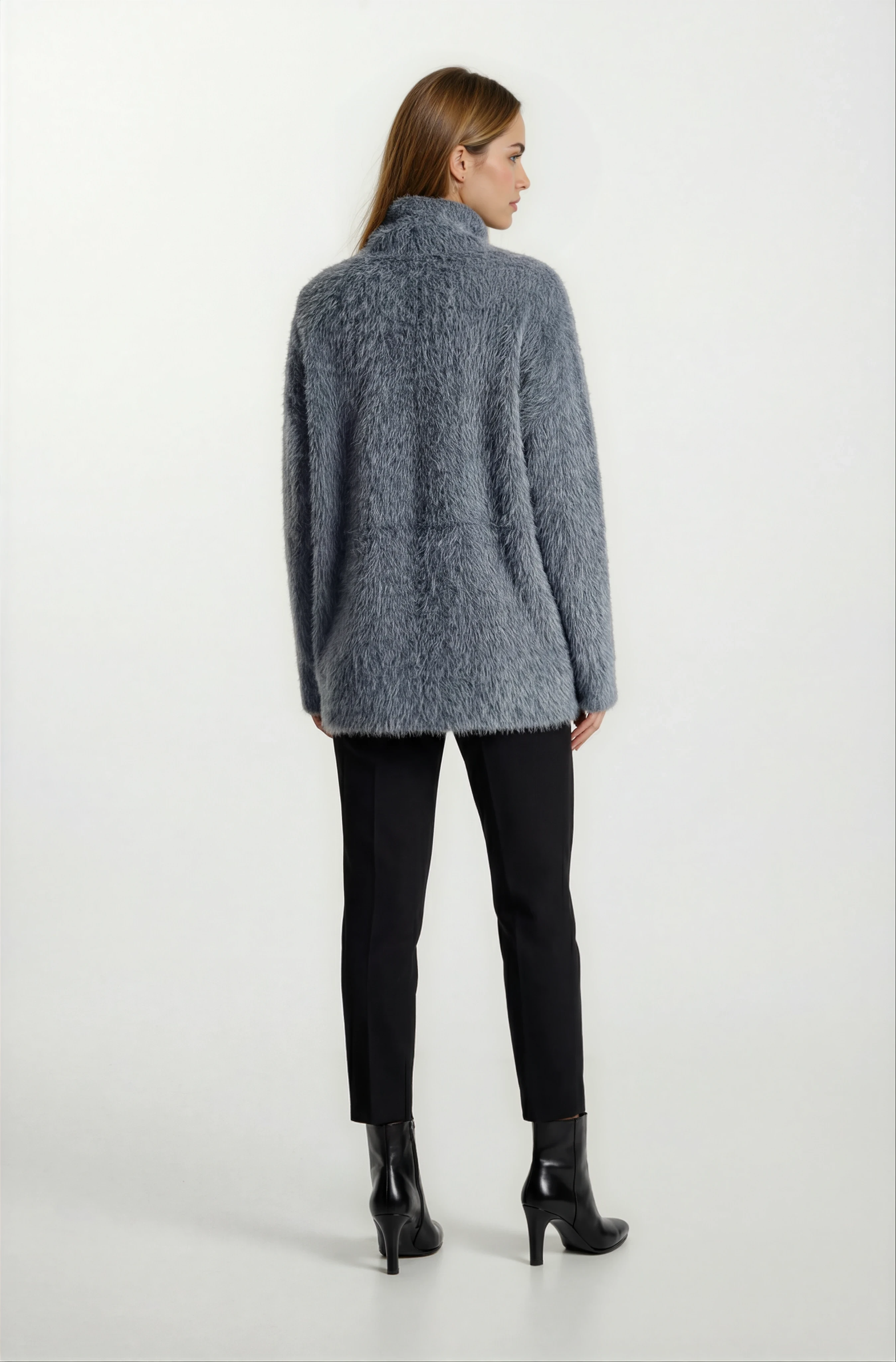 Rossum Dik Yaka Önü Fermuarlı Kaban ANTRASİT