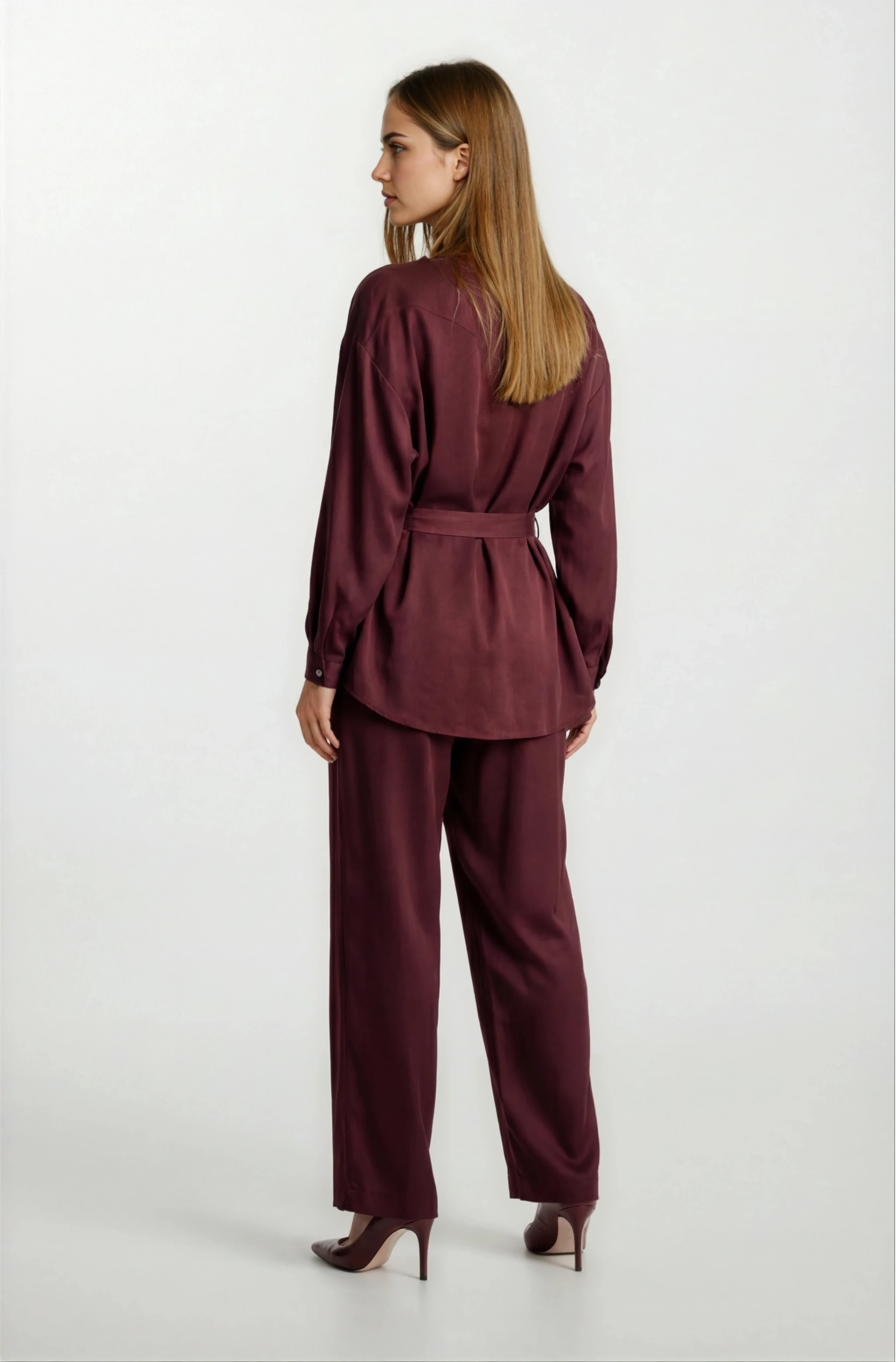 Russum Arka Beli Lastikli Cepli Pantolon BORDO