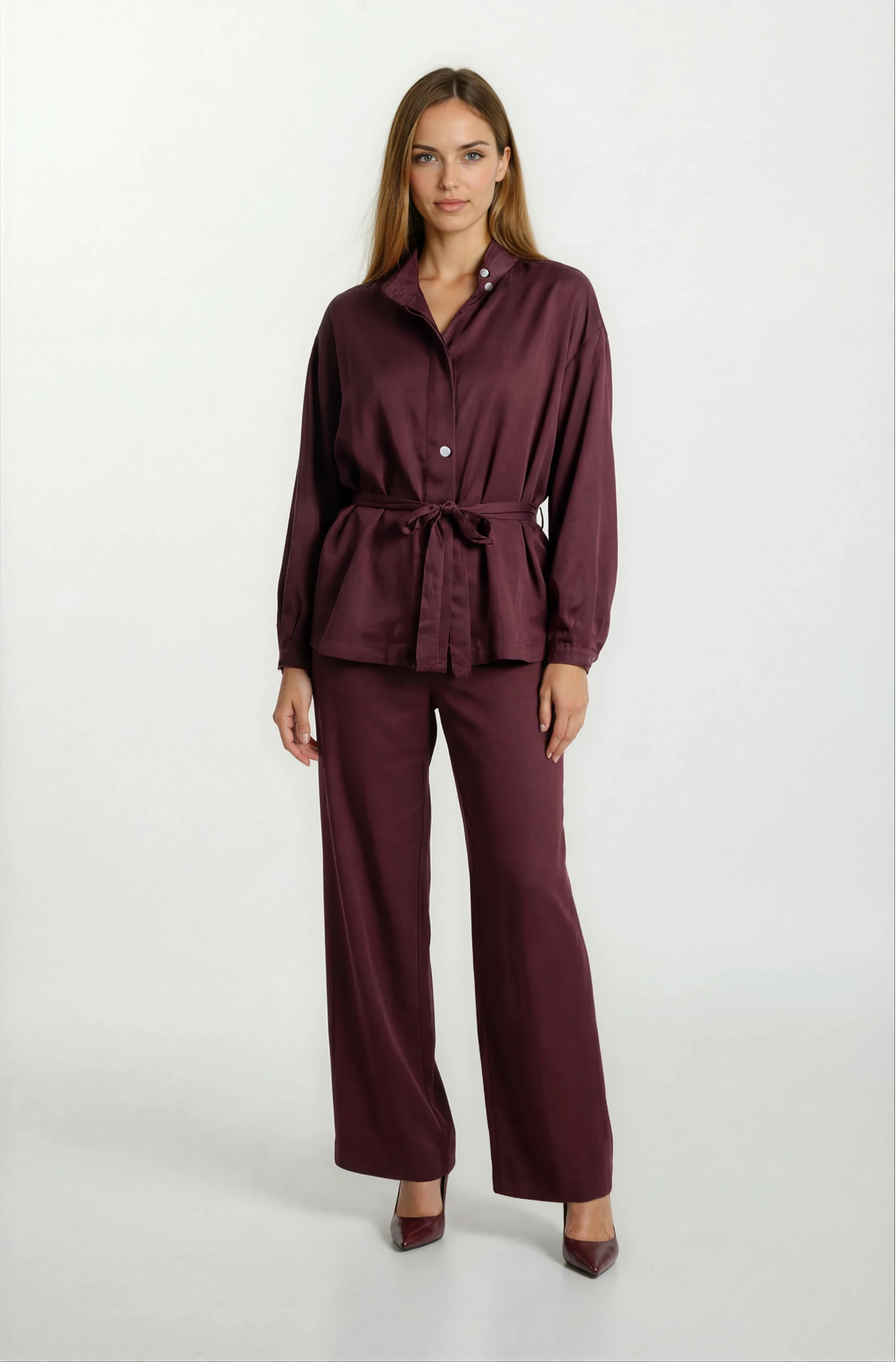 Russum Arka Beli Lastikli Cepli Pantolon BORDO