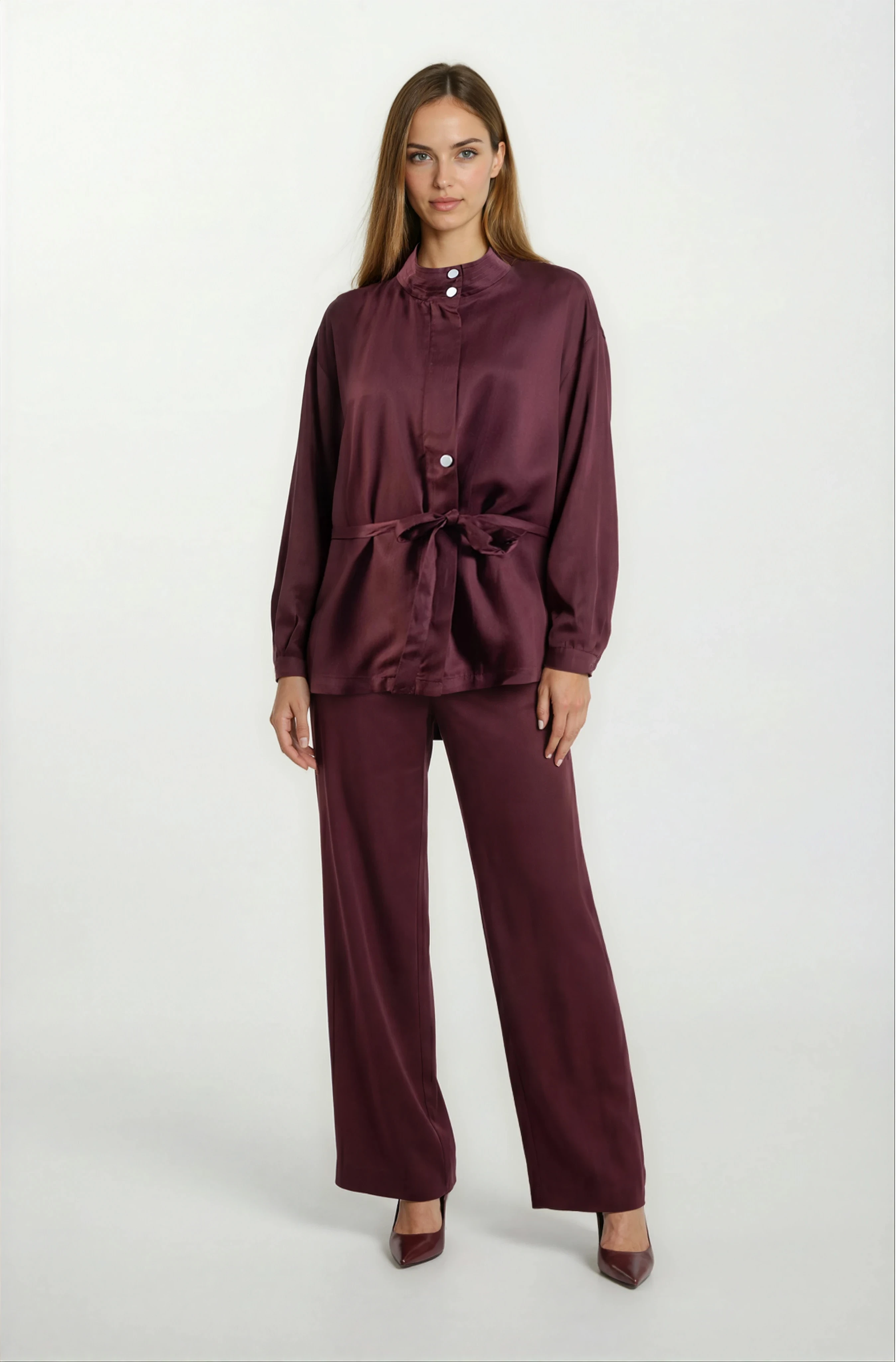 Russum Arka Beli Lastikli Cepli Pantolon BORDO