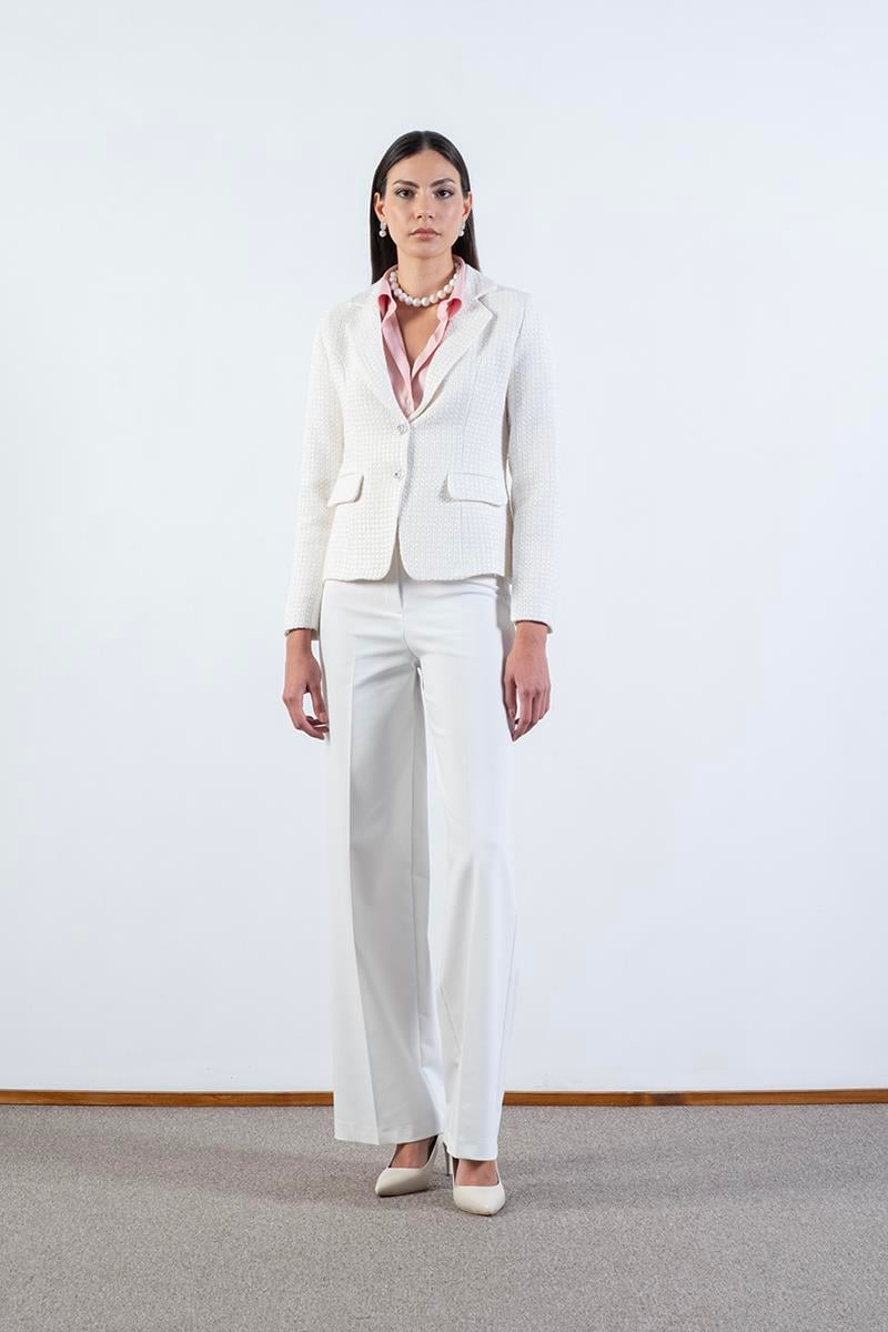 Saldana Klasik Yaka Cep Kapaklı Ceket KREM