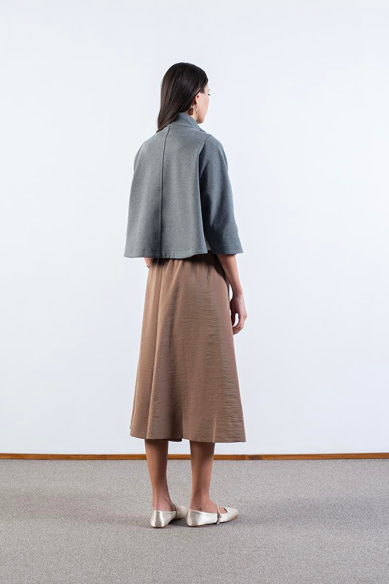 Sanford Dik Yaka Yarasa Kol Fermuarlı Kap GRİ