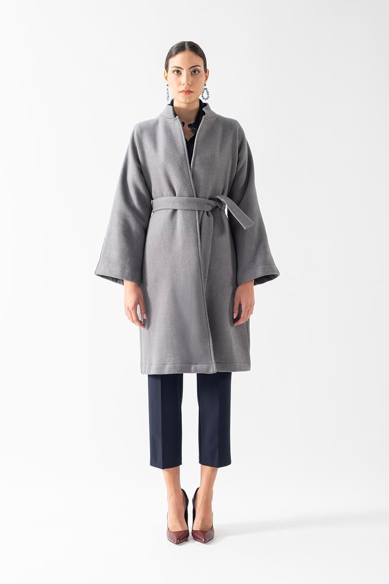 Santamaria Hakim Yaka Kuşaklı Kaban GRİ