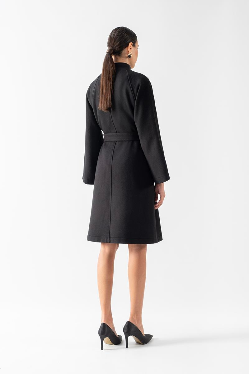 Santamaria Hakim Yaka Kuşaklı Kaban SİYAH