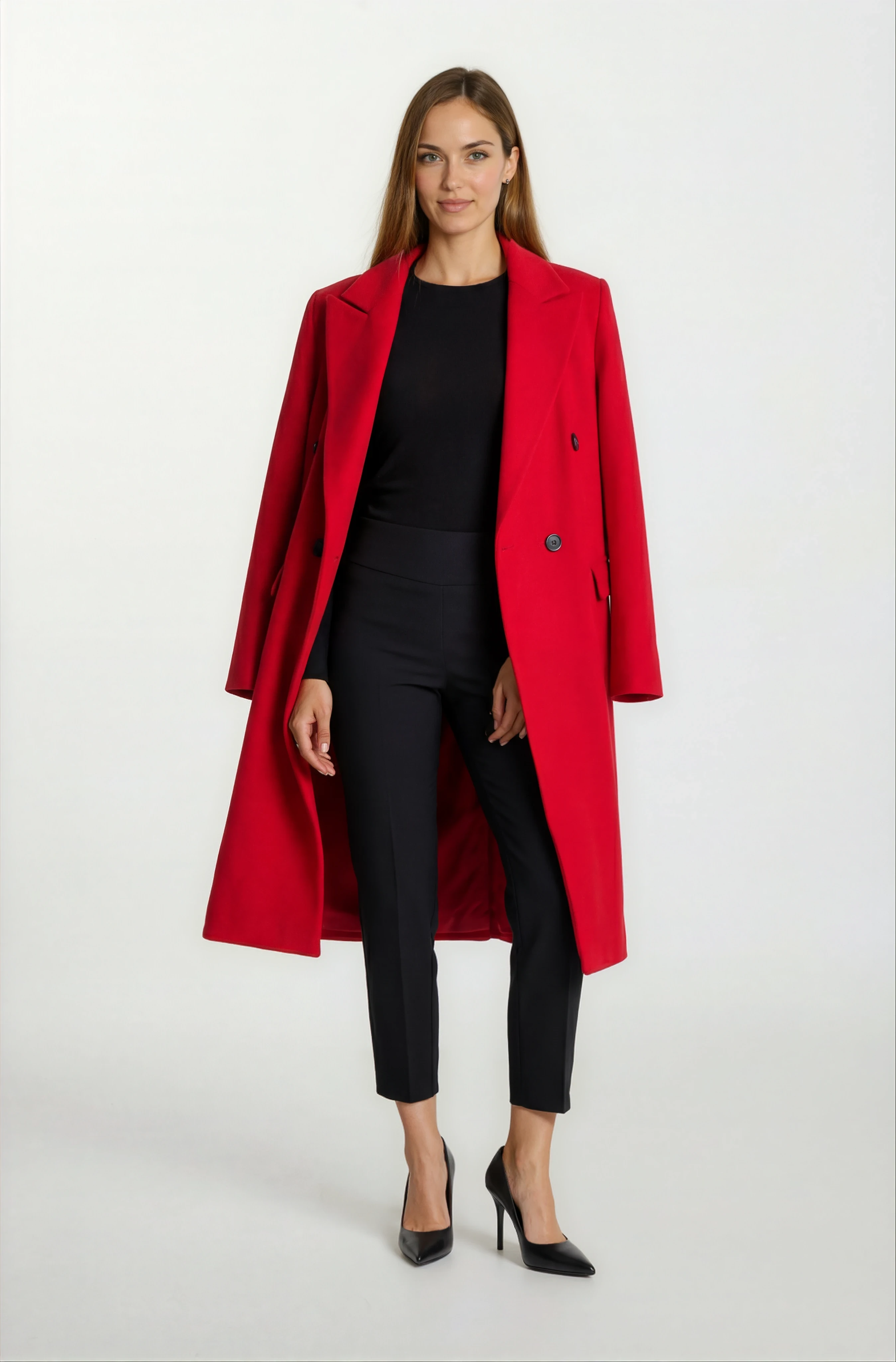 Sermonti Kruvaze Kapaklı Cepli Kaban KIRMIZI