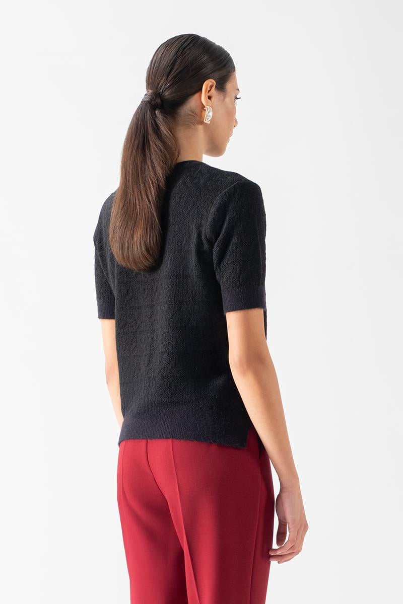 Tarantinoi Bisiklet Yaka Kısa Kol Triko SİYAH