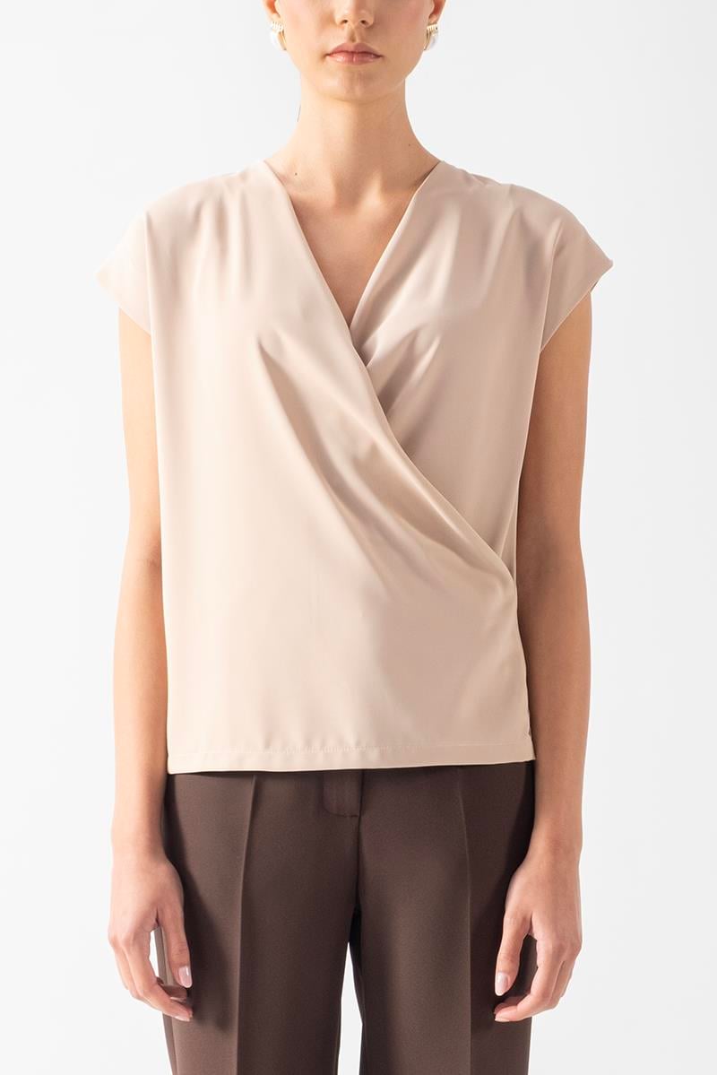 Torrance Kruvaze Kolsuz Bluz BEJ