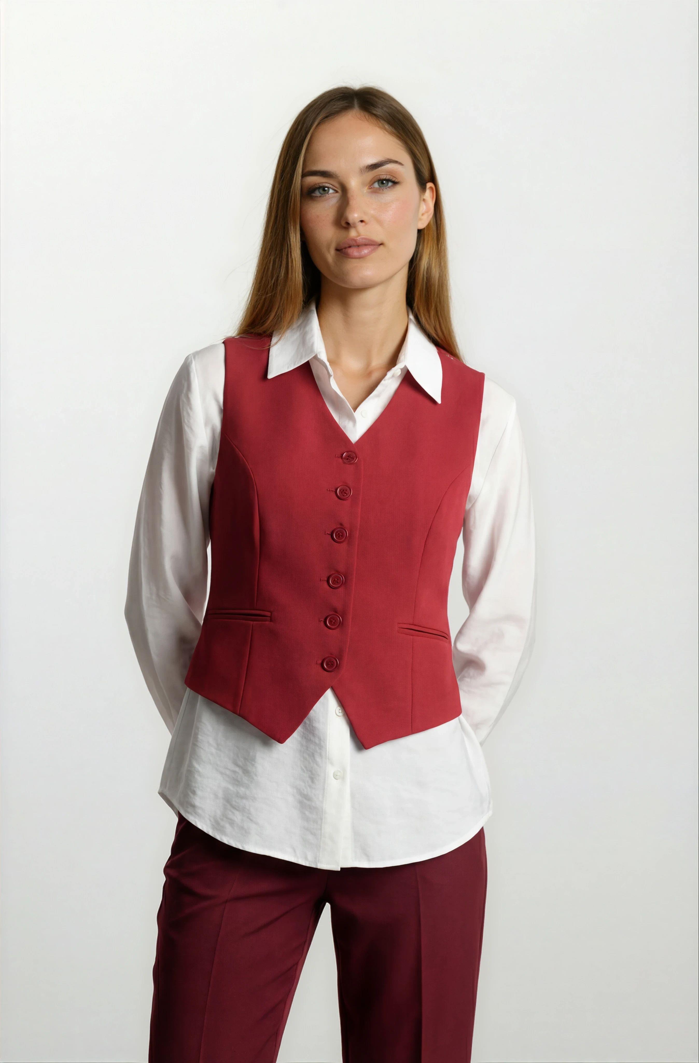 Valletta V Yaka Kulplu Flota Cep Yelek BORDO