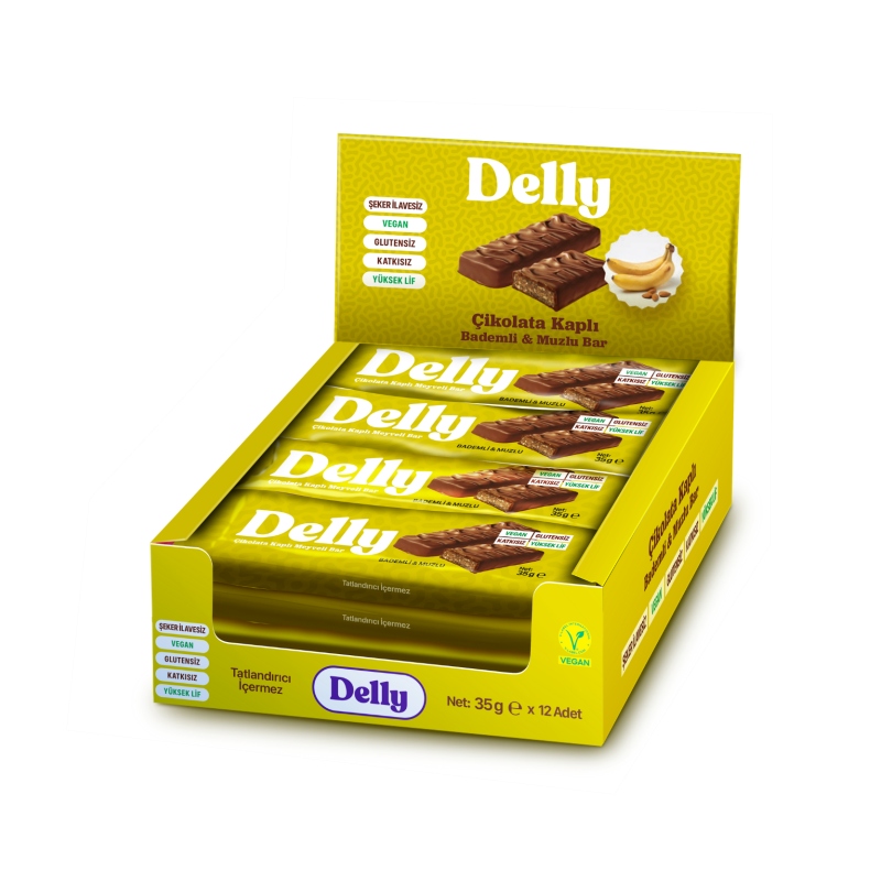 Çikolata Kaplı Bademli & Muzlu Bar 12 Adet X 35 g