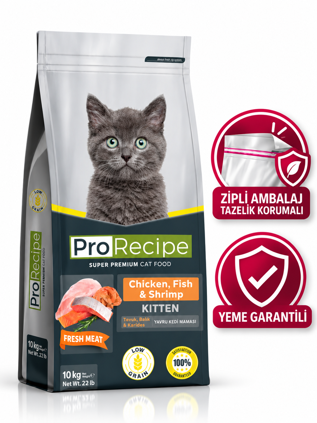 ProRecipe Salmon Kitten Düşük Tahıllı Somon Balıklı Yavru Kedi Maması 10 Kg
