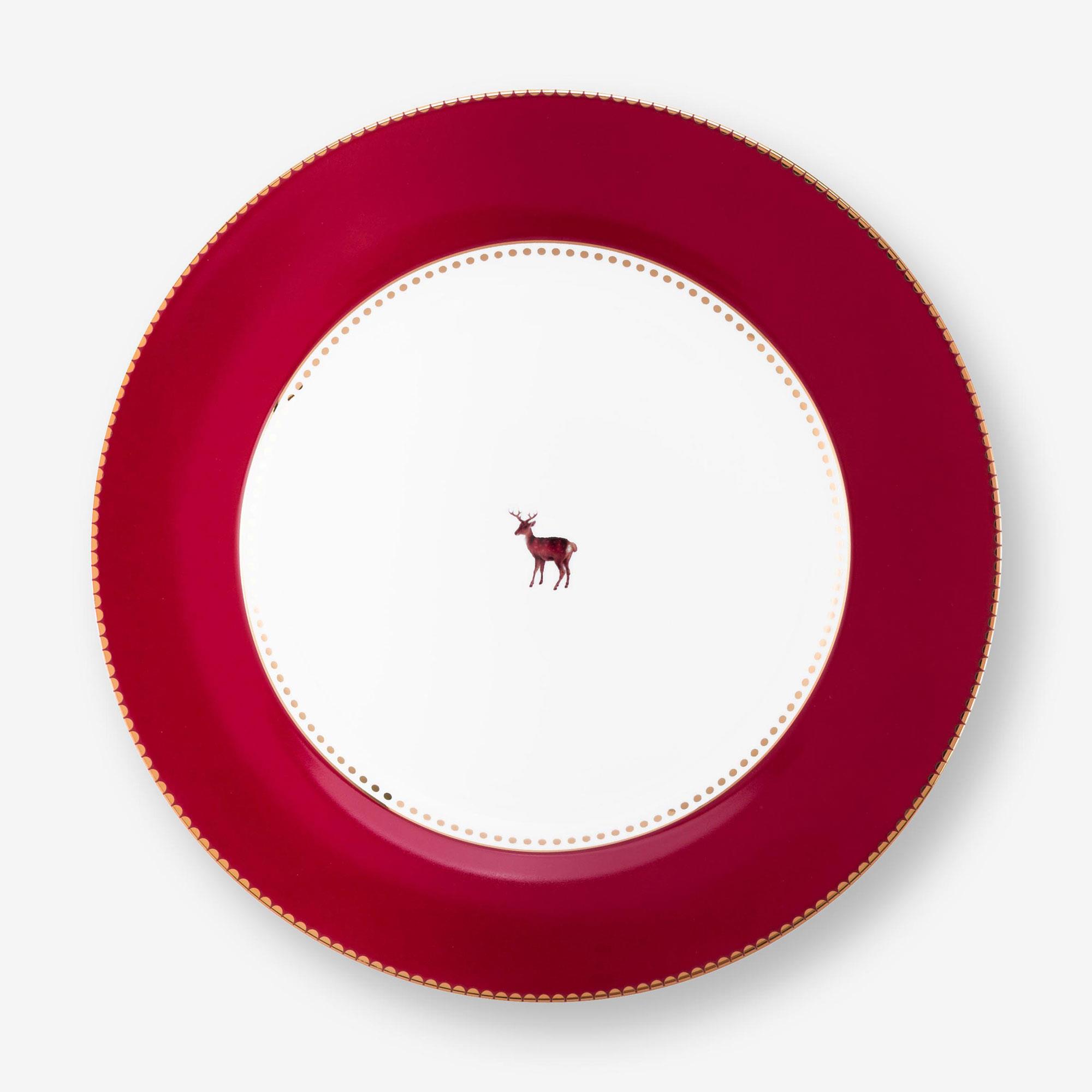  Geyikli Kırmızı Yemek Tabağı 26,5 cm