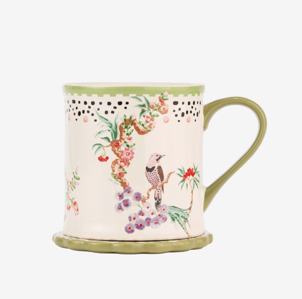  Spring Birds Yeşil Porselen Kupa