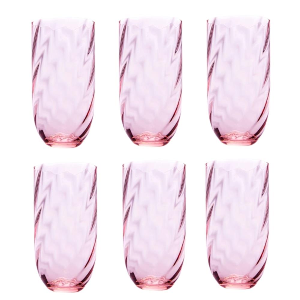 6 lı Uzun Su / Meşrubat Bardağı Pembe