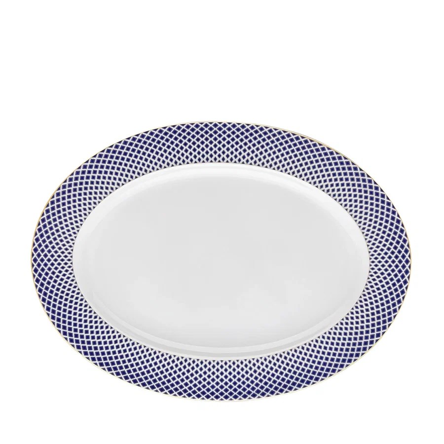 Francis Carreau Lacivert Oval Porselen Servis Tabağı 34 cm