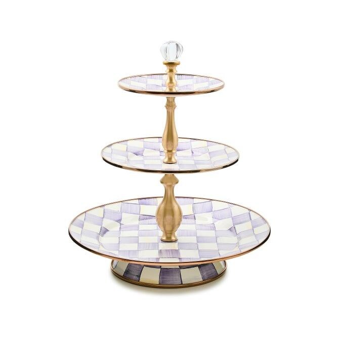 Violet Check Three Tier Sweet Stand