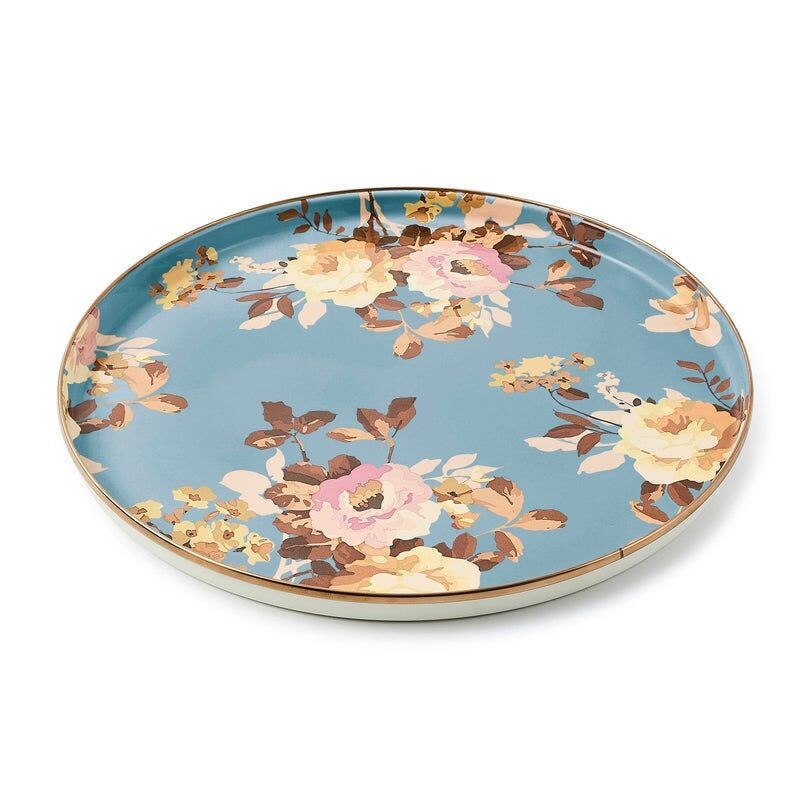 Wild Rose Slate Round Tray
