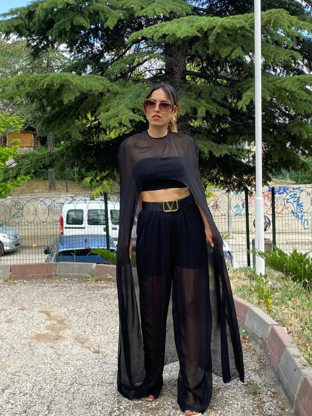 şifon pelerin takım