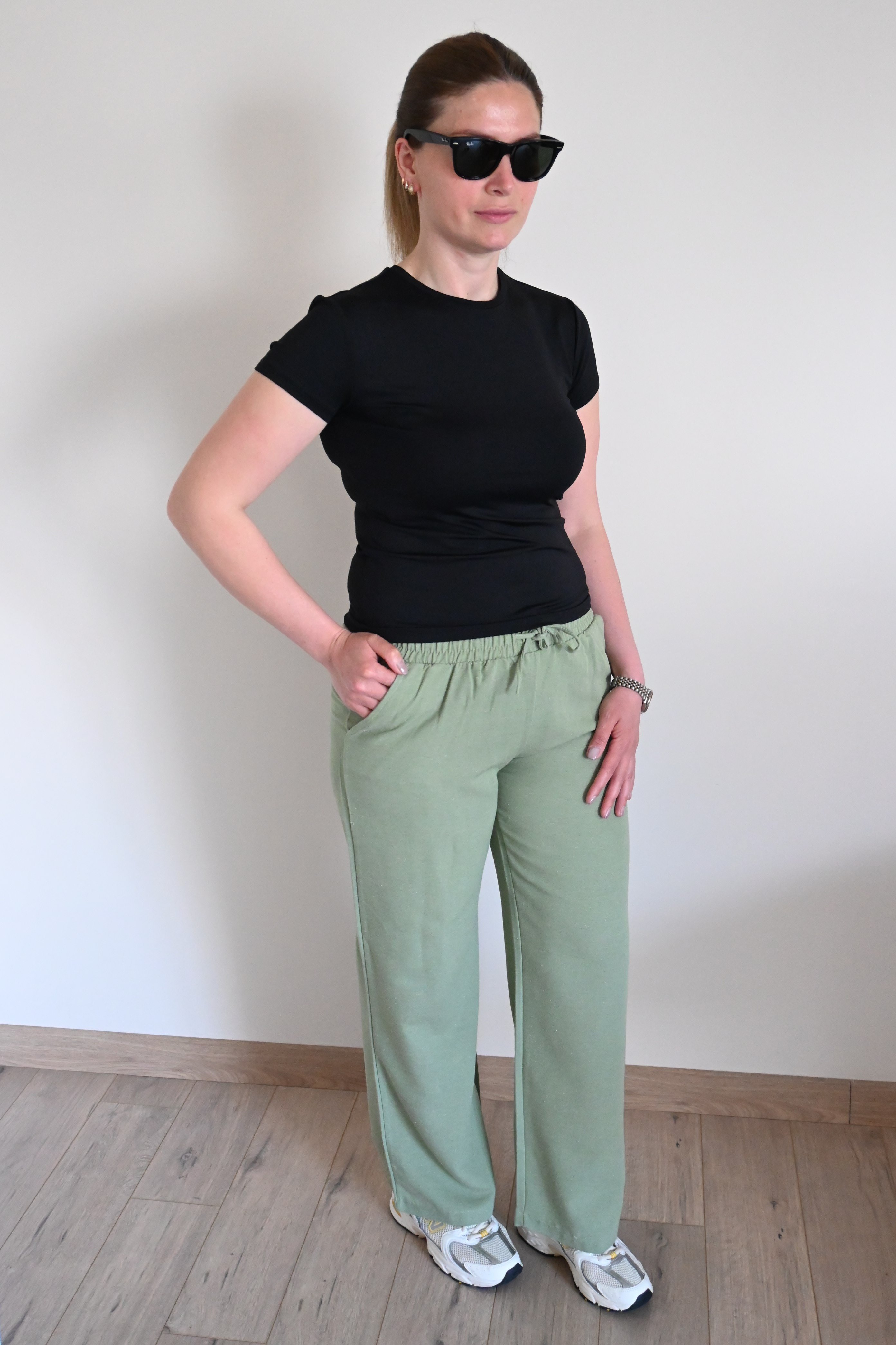 ORJ. İPLİ YEŞİL KETEN PANTOLON