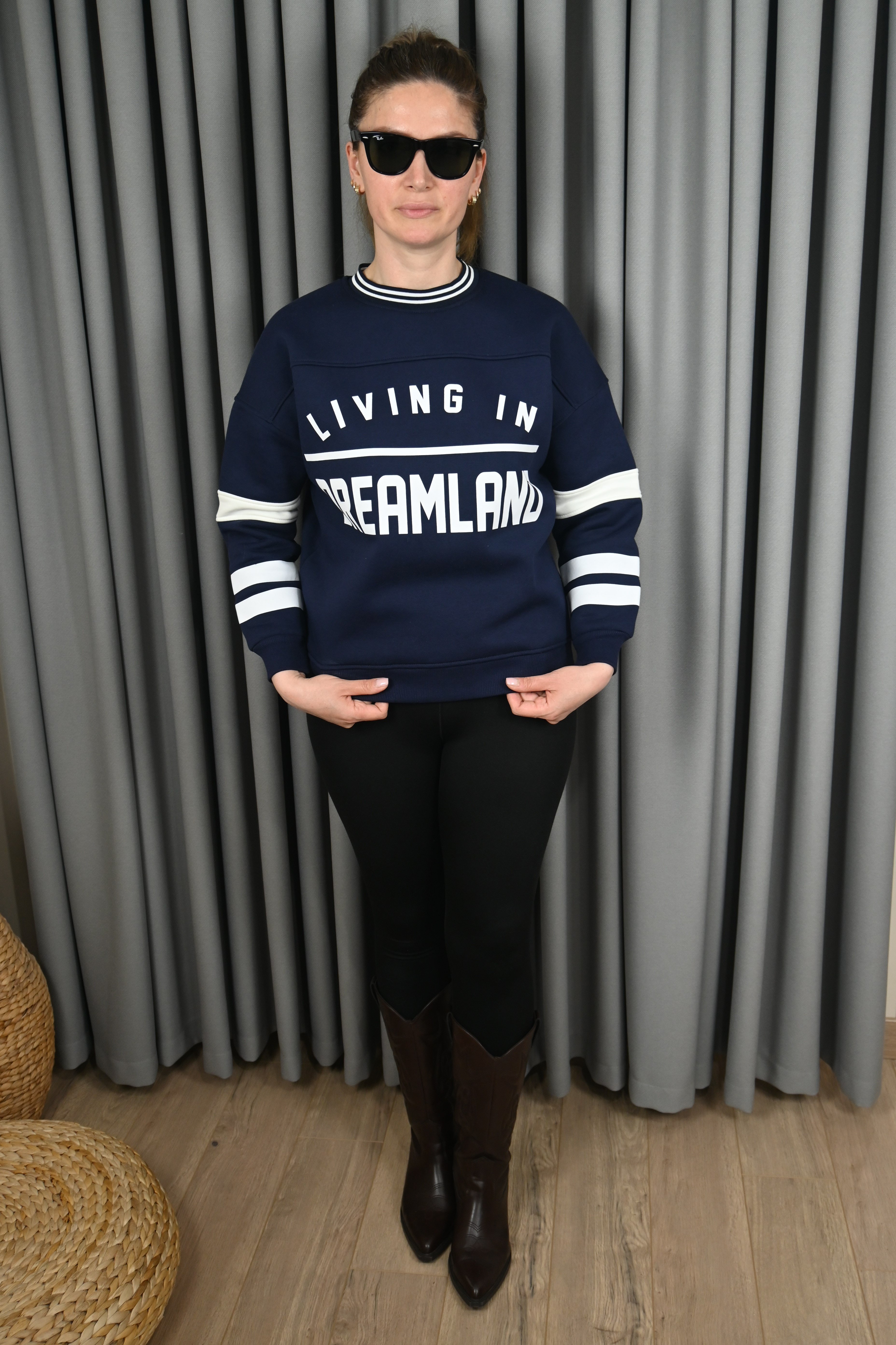 DREAMLAND BASKILI LACİVERT SWEATSHİRT